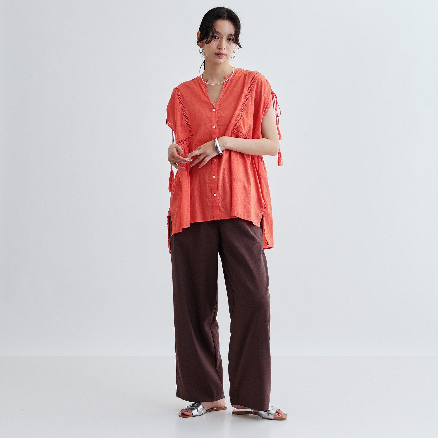 GALLEST「シャーリングスリーブコットンブラウス」|シャツ・ブラウス|