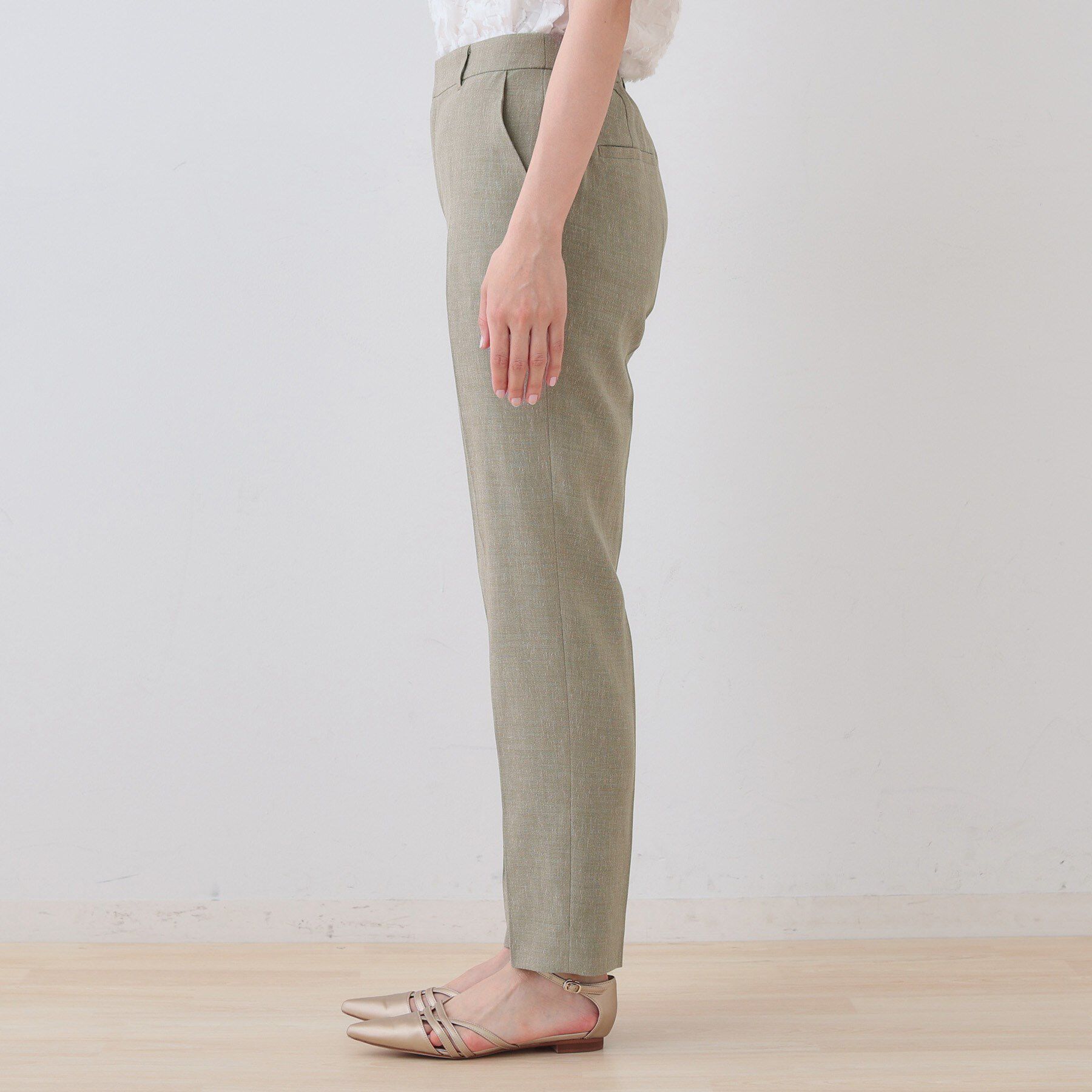 INDIVI「【日本製】リネンライクテーパードパンツ」|その他|