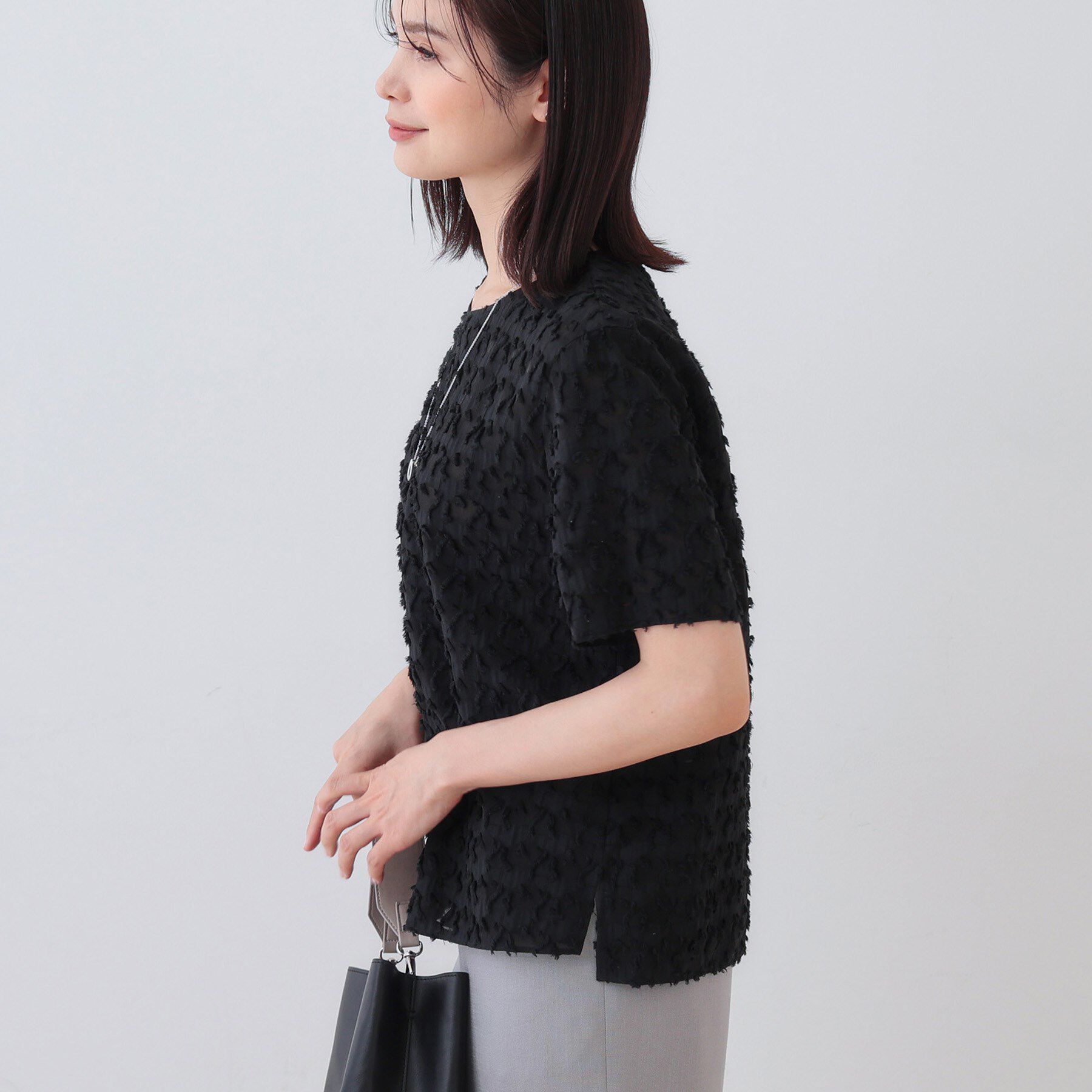 INDIVI「【日本製／コットン混】ジャカードブラウス」|シャツ・ブラウス|