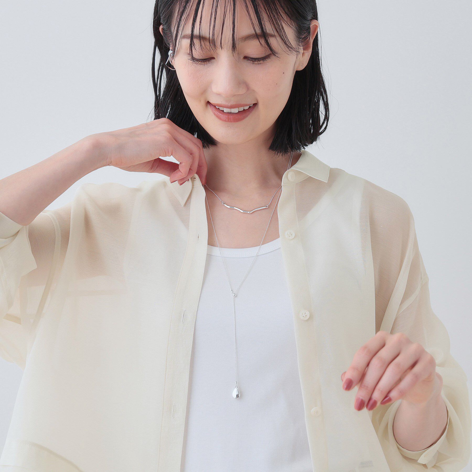 INDIVI「【洗える／ドロスト付】トレンドシアーシャツ」|シャツ・ブラウス|