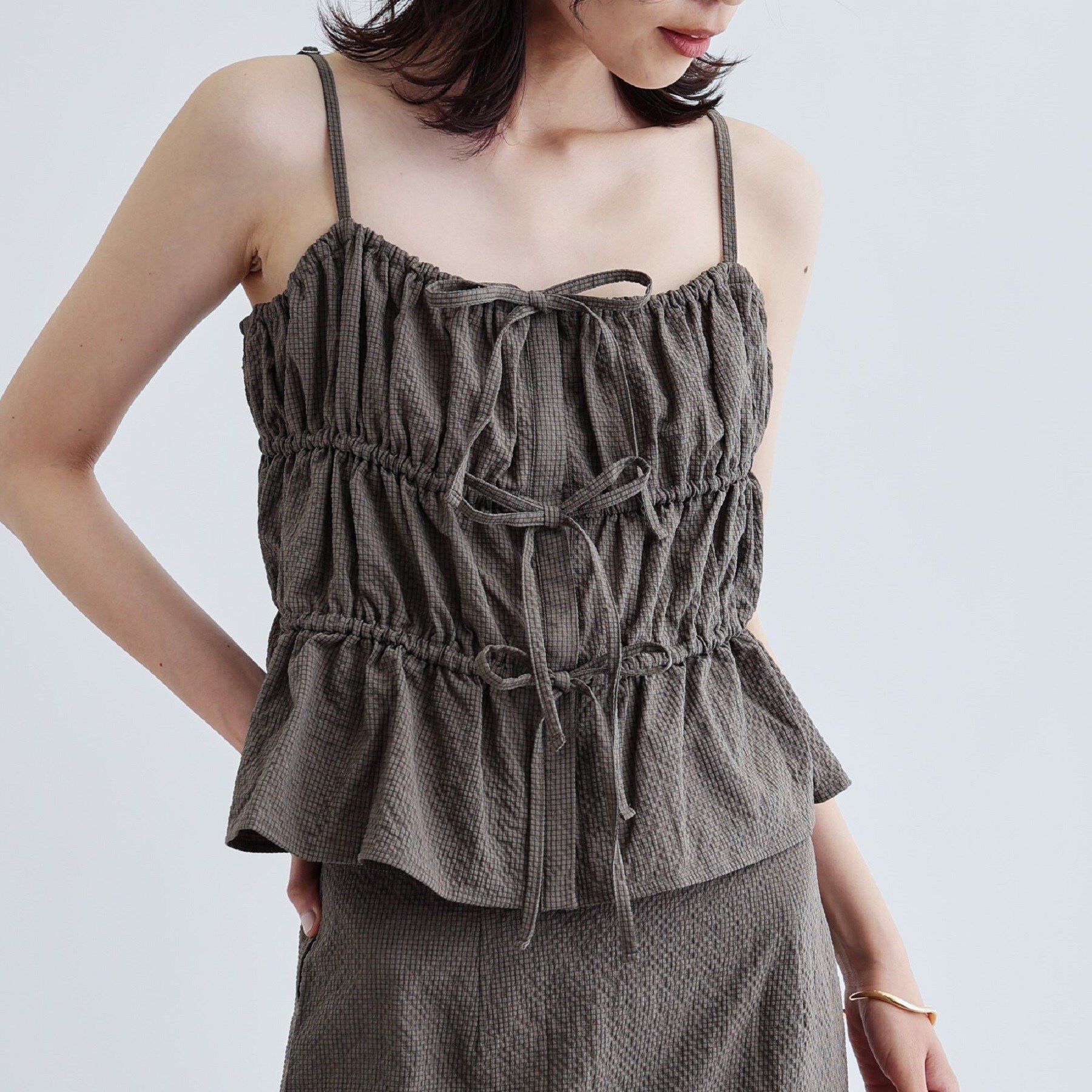 GALLEST「【セットアップ可能】スクエアサッカービスチェ【洗える/カセット服】」|キャミソール|カーキ(027)