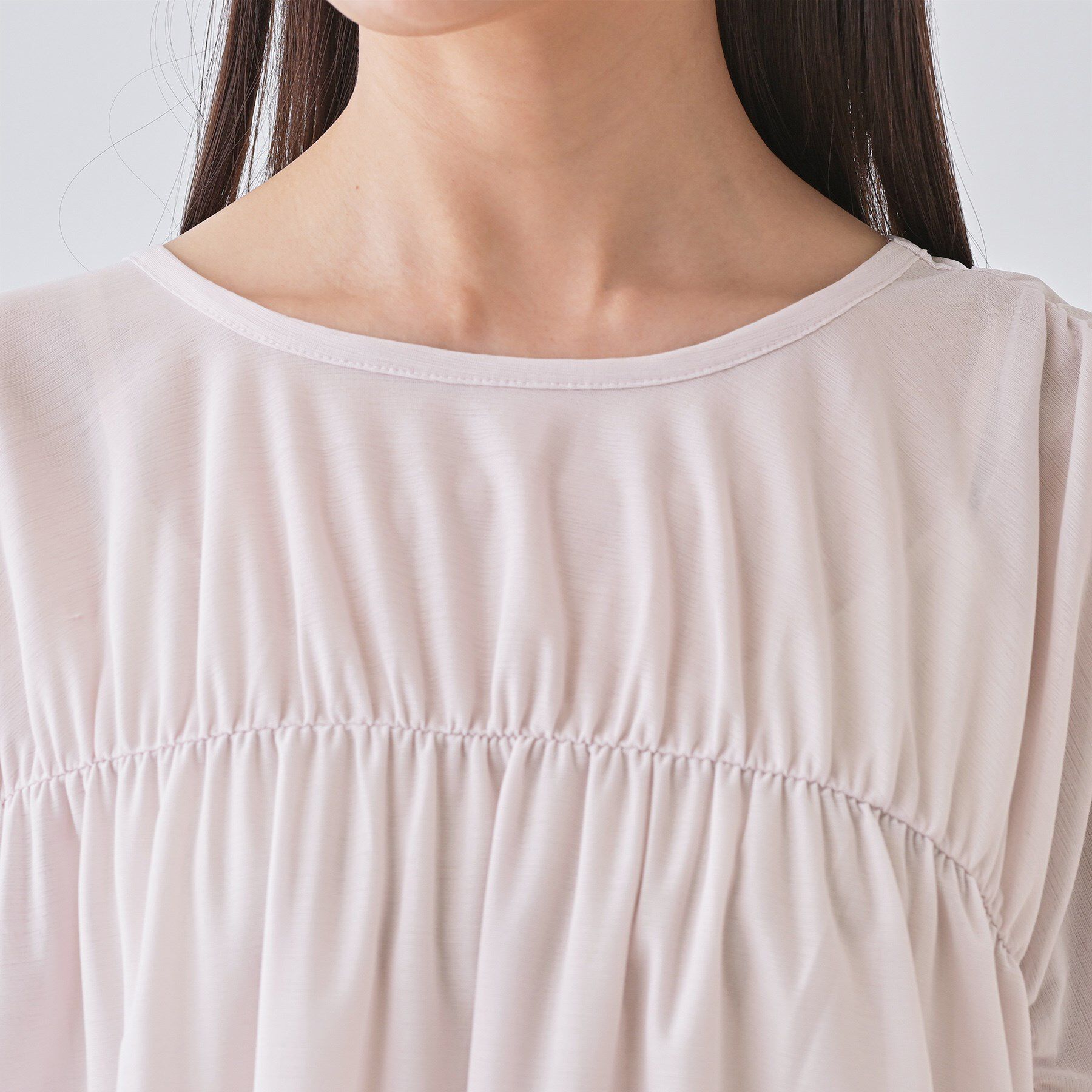 INDIVI「【洗える／体型カバー】シャーリングシアートップス」|Tシャツ・カットソー|