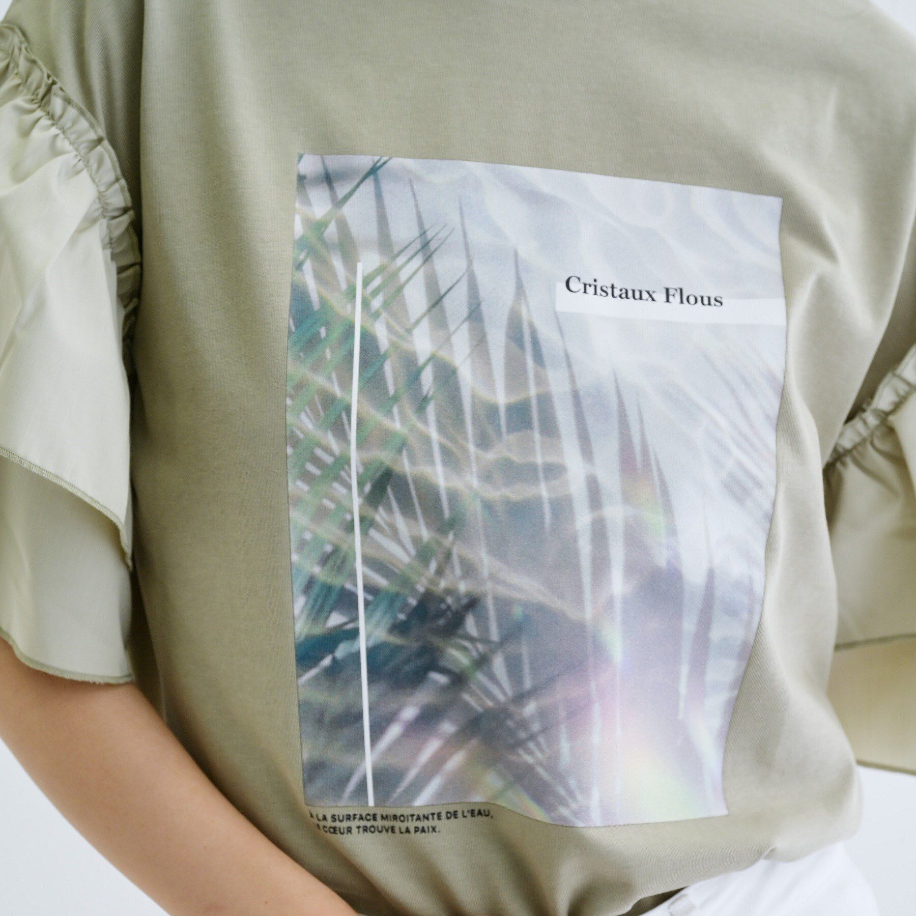 GALLEST「フリルスリーブプリントカットソー」|Tシャツ・カットソー|