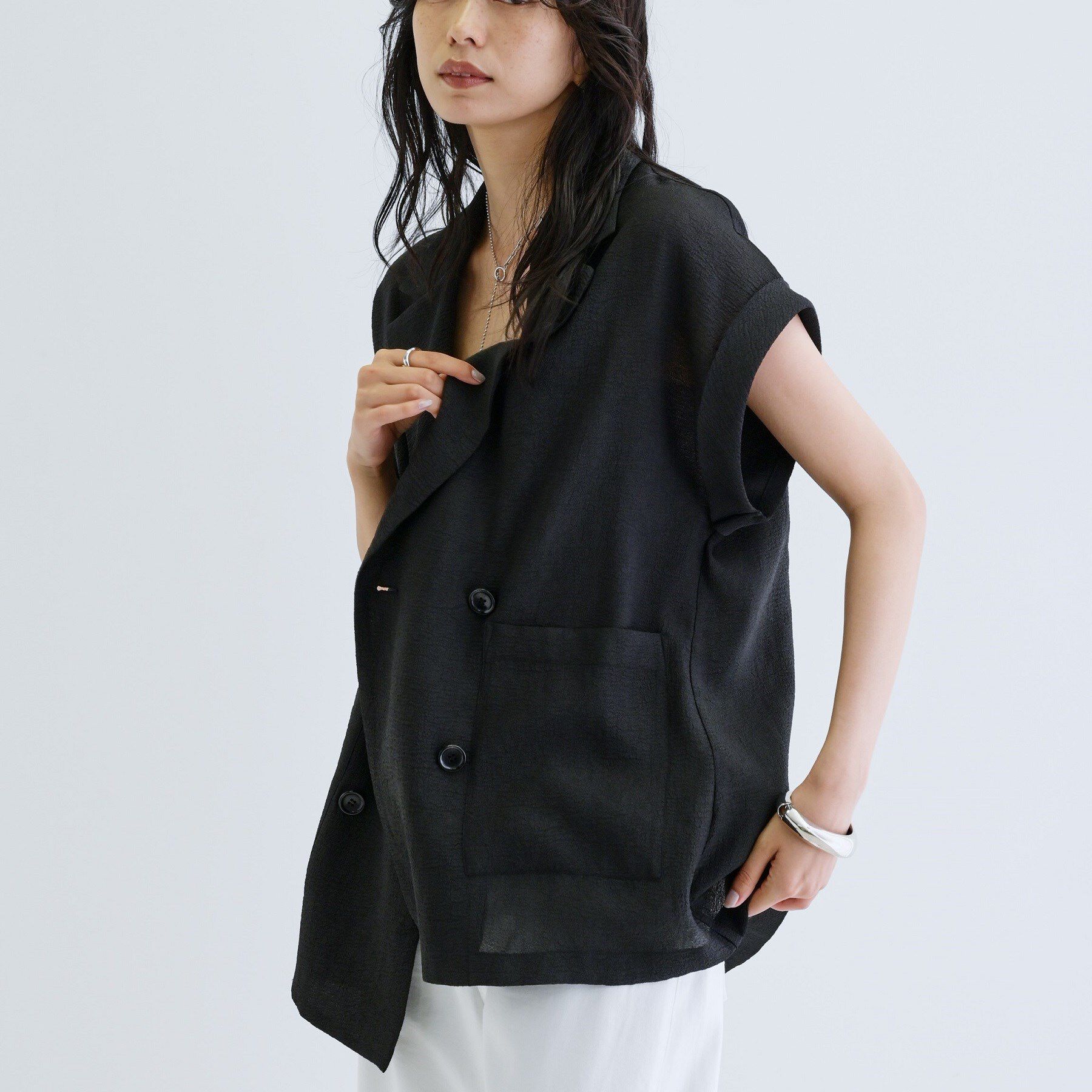 GALLEST「ワッシャー半袖シャツジャケット」|テーラードジャケット|