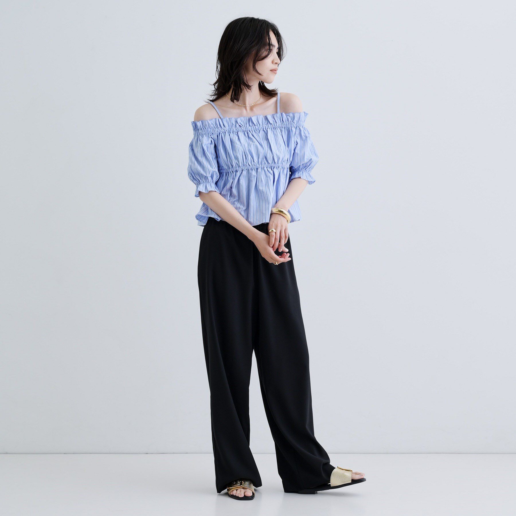 GALLEST「【一部店舗限定】オフショルシャーリングブラウス」|シャツ・ブラウス|