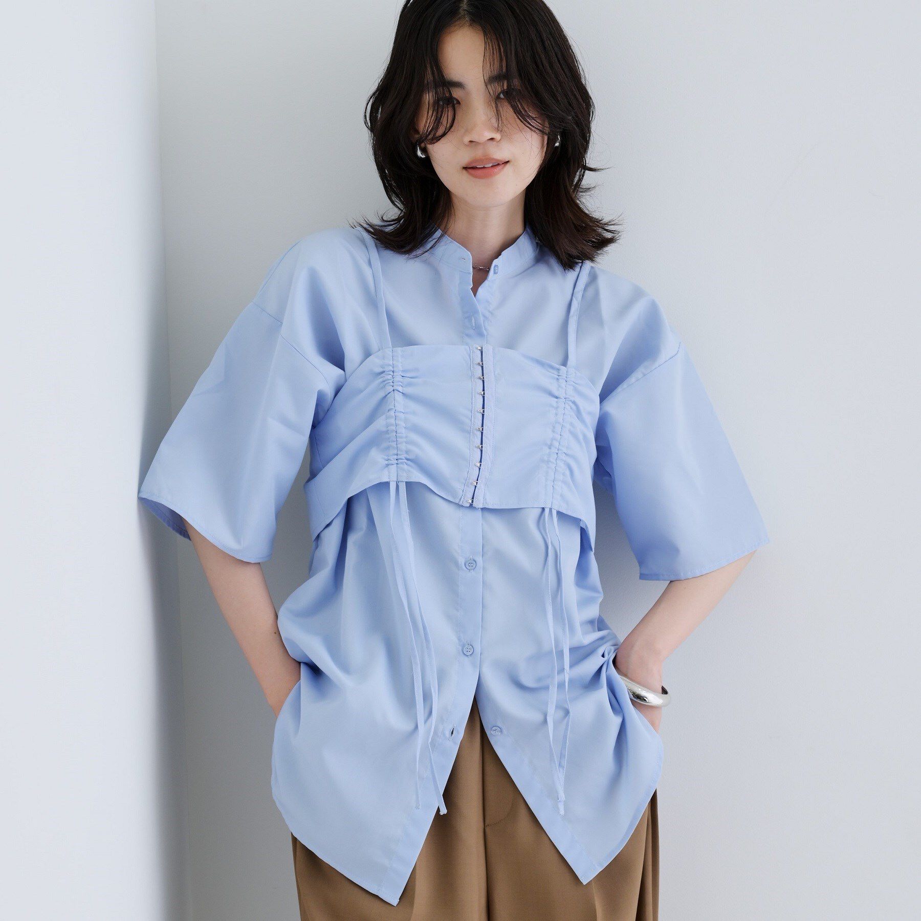 GALLEST「【一部店舗限定】ベアトップ付き半袖ワイドシャツ」|シャツ・ブラウス|