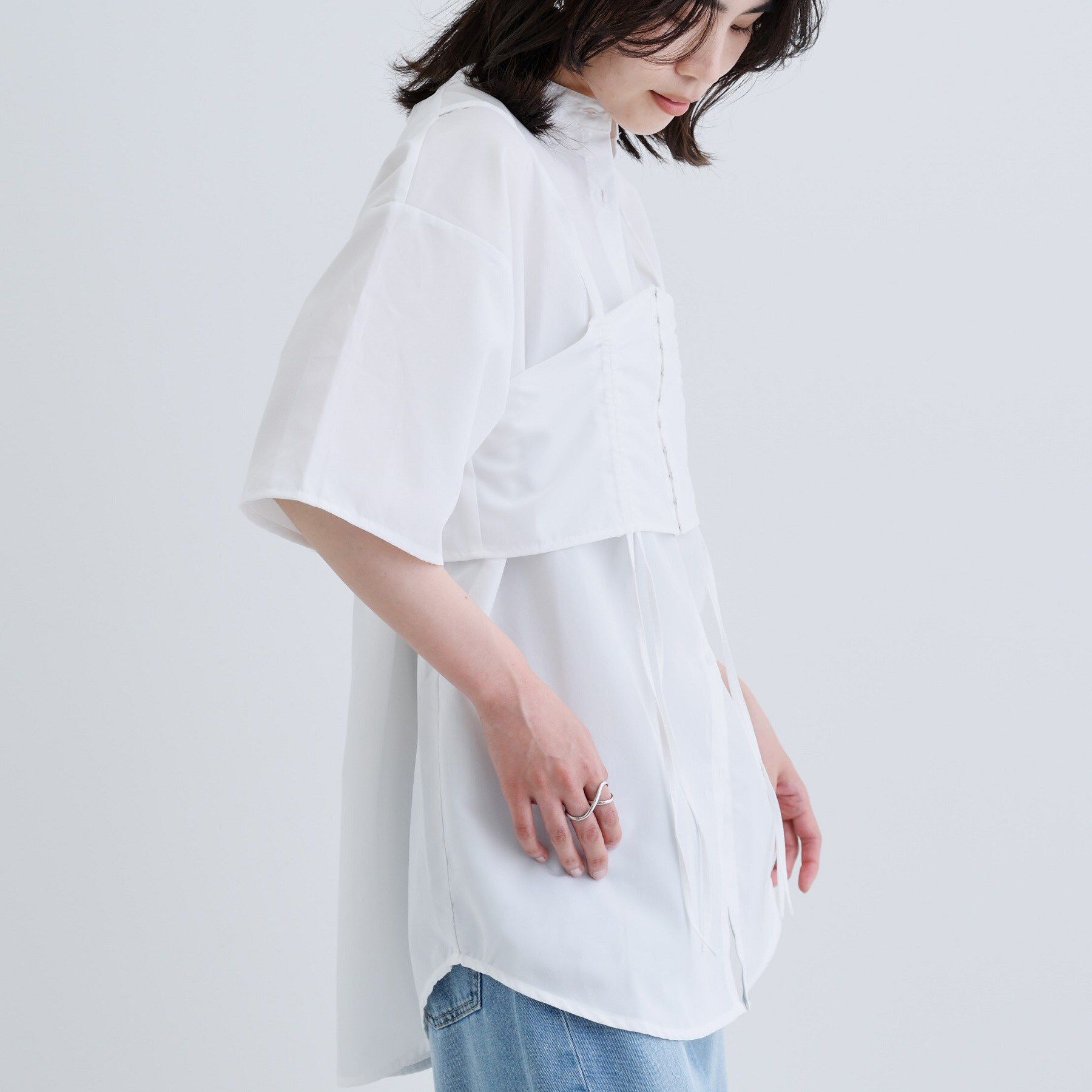 GALLEST「【一部店舗限定】ベアトップ付き半袖ワイドシャツ」|シャツ・ブラウス|