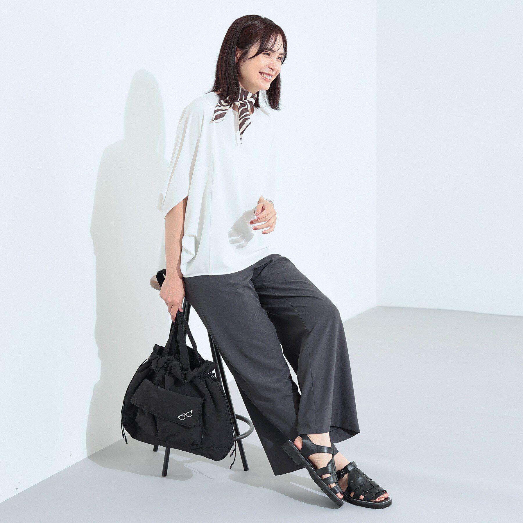 INDIVI「【体型カバー/SETUP可能】ジョーゼット　ドルマンブラウス」|シャツ・ブラウス|