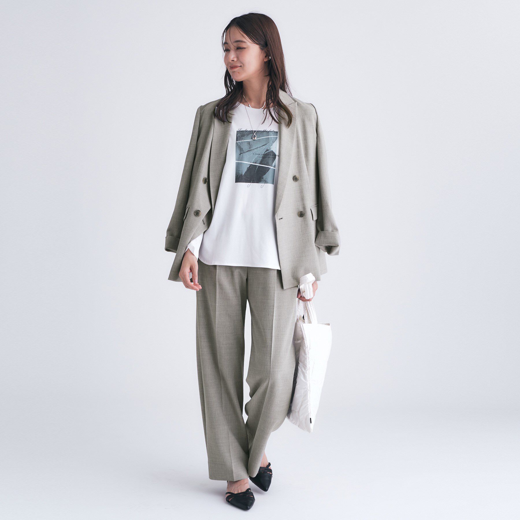 INDIVI「【洗える／セットアップ可能】凹凸ストレッチ素材ストレートパンツ」|その他|