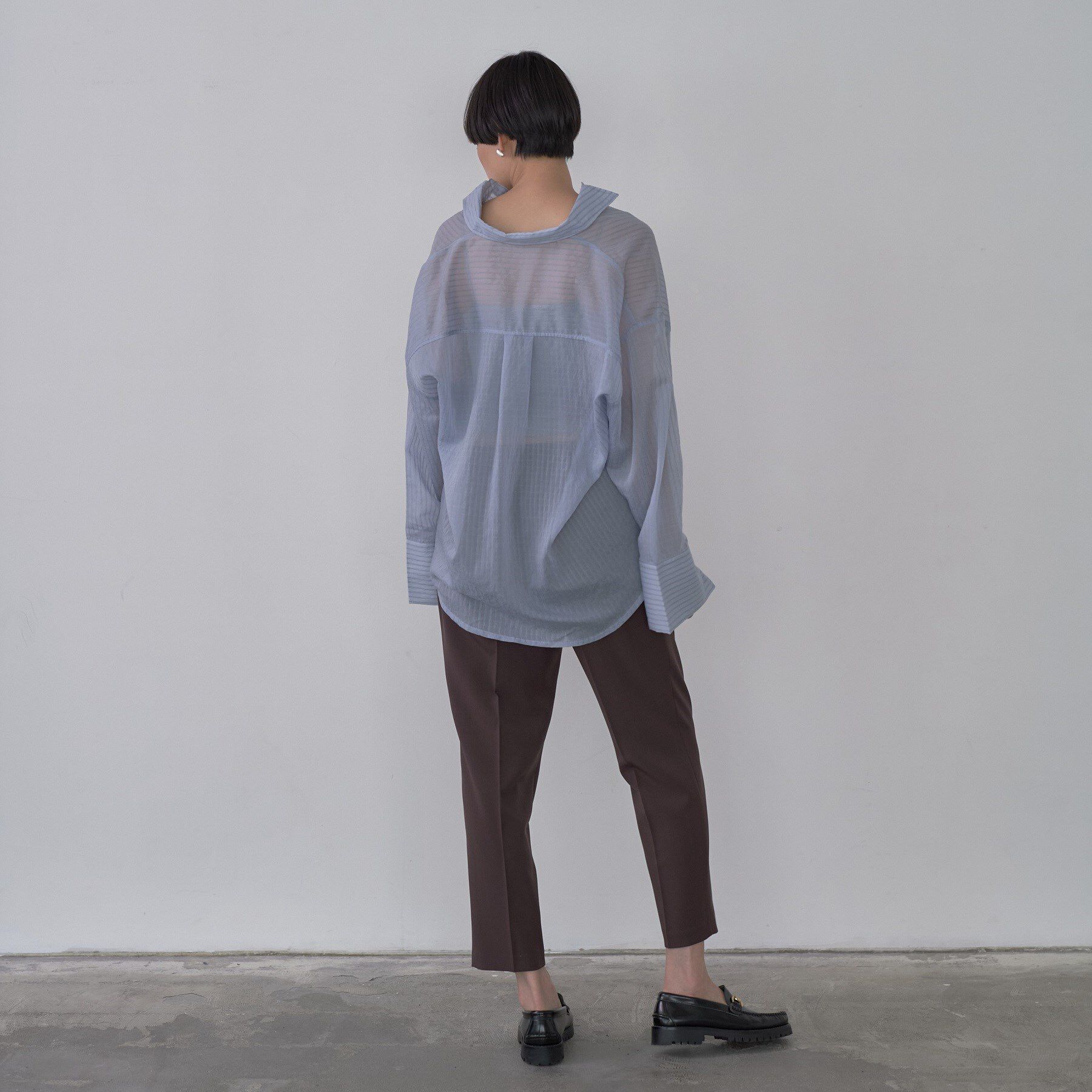 GALLEST「ワイドカフスシアーストライプシャツ/秋服/シアーシャツ」|シャツ・ブラウス|