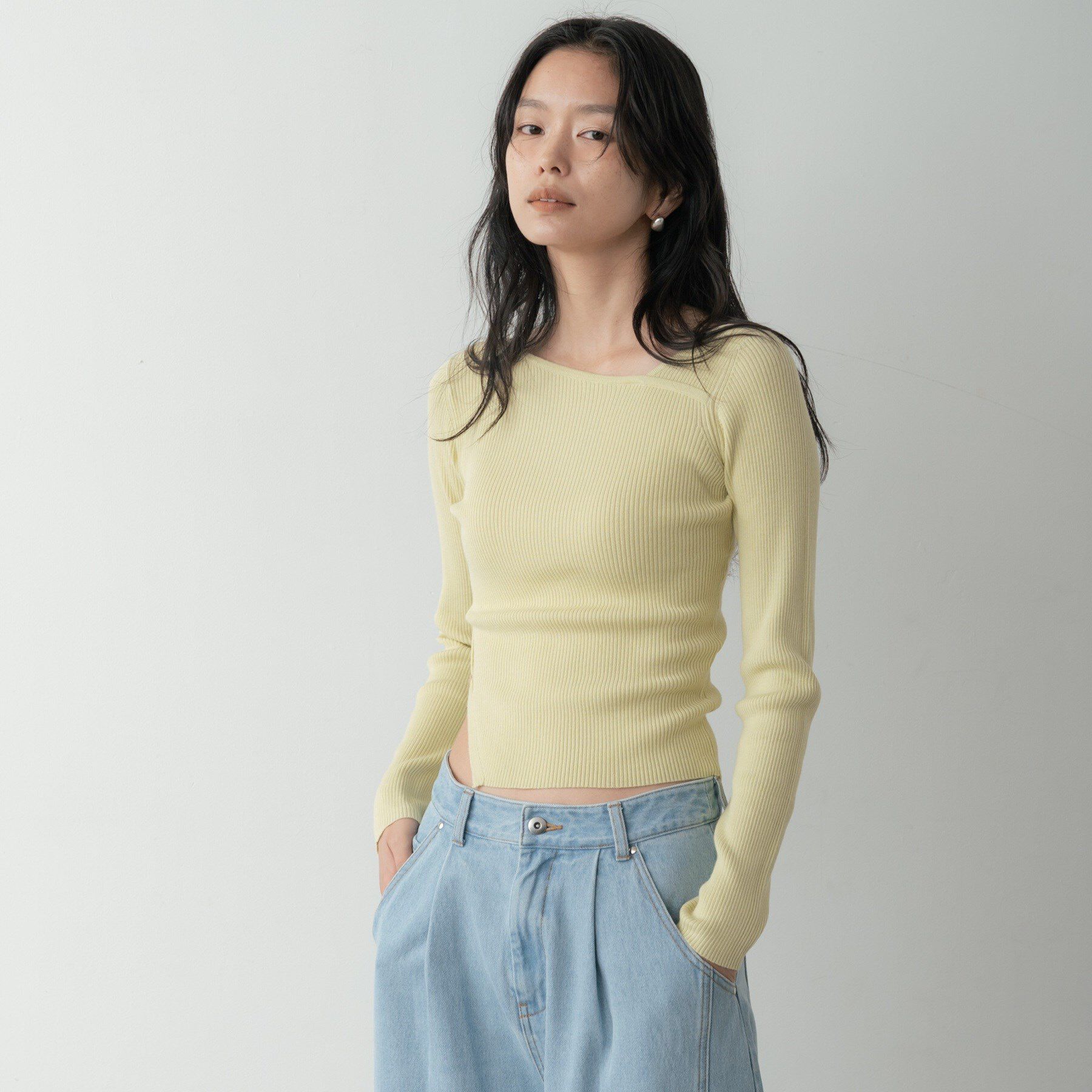 GALLEST「オフショルスリットリブニット」|ニット・セーター|