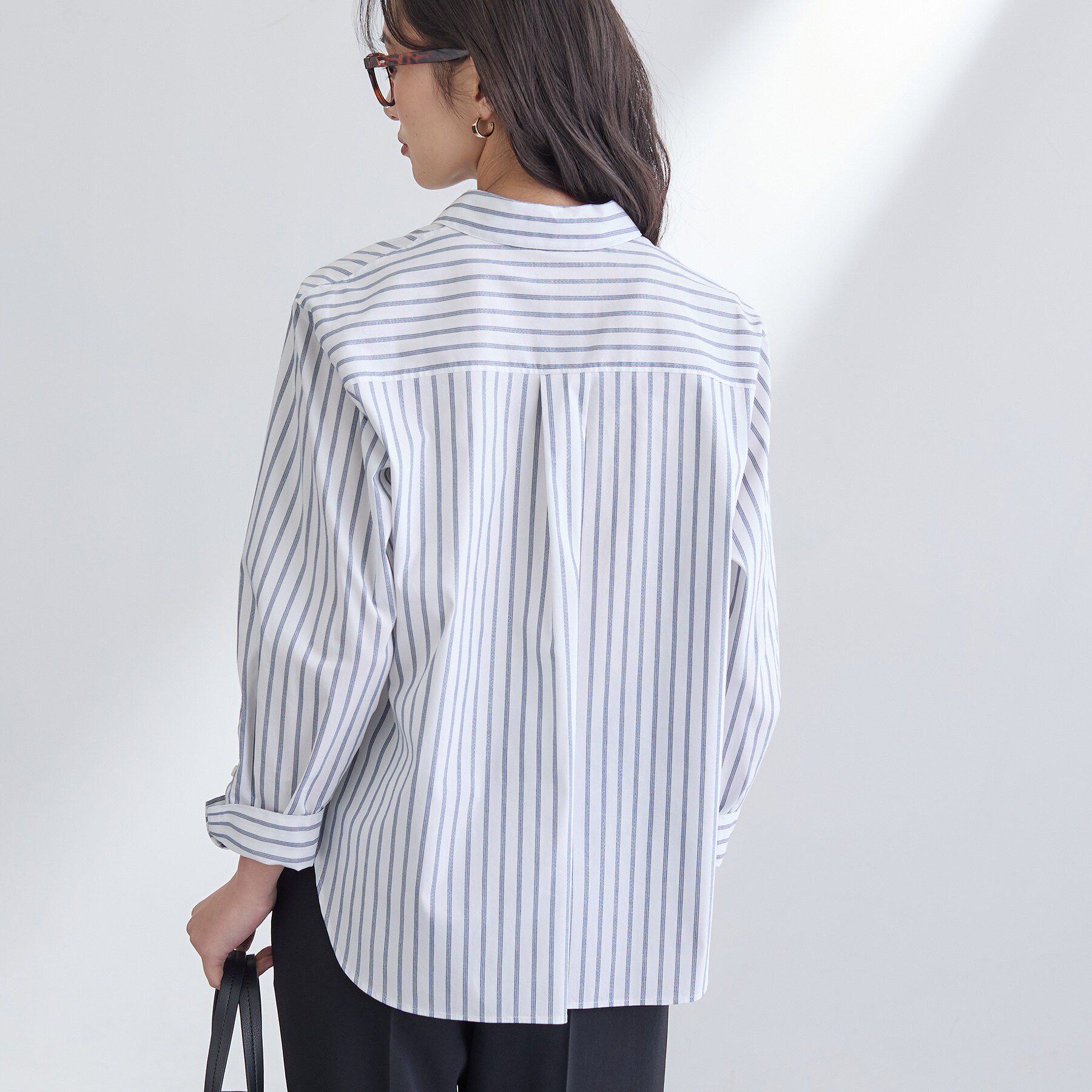 INDIVI「【2WAY／洗える】ラメストライプ コットン混シャツ」|シャツ・ブラウス|