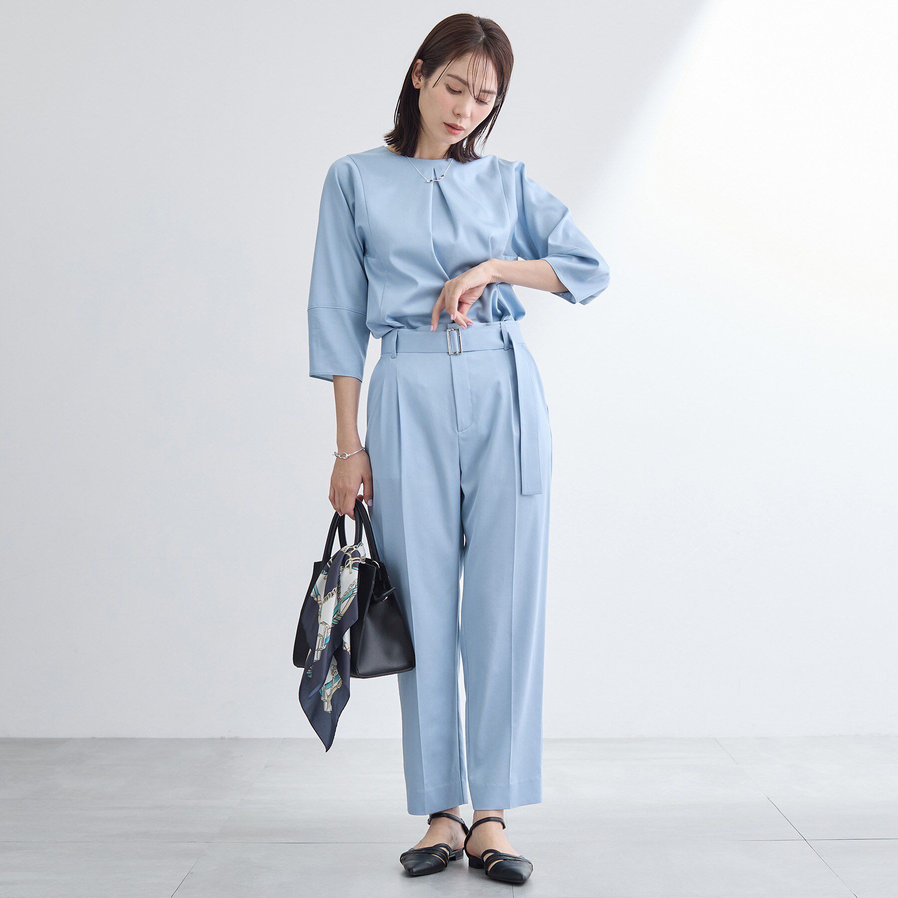 INDIVI「【洗える／UVケア／SETUP可能】デニムライクテーパードパンツ」|その他|