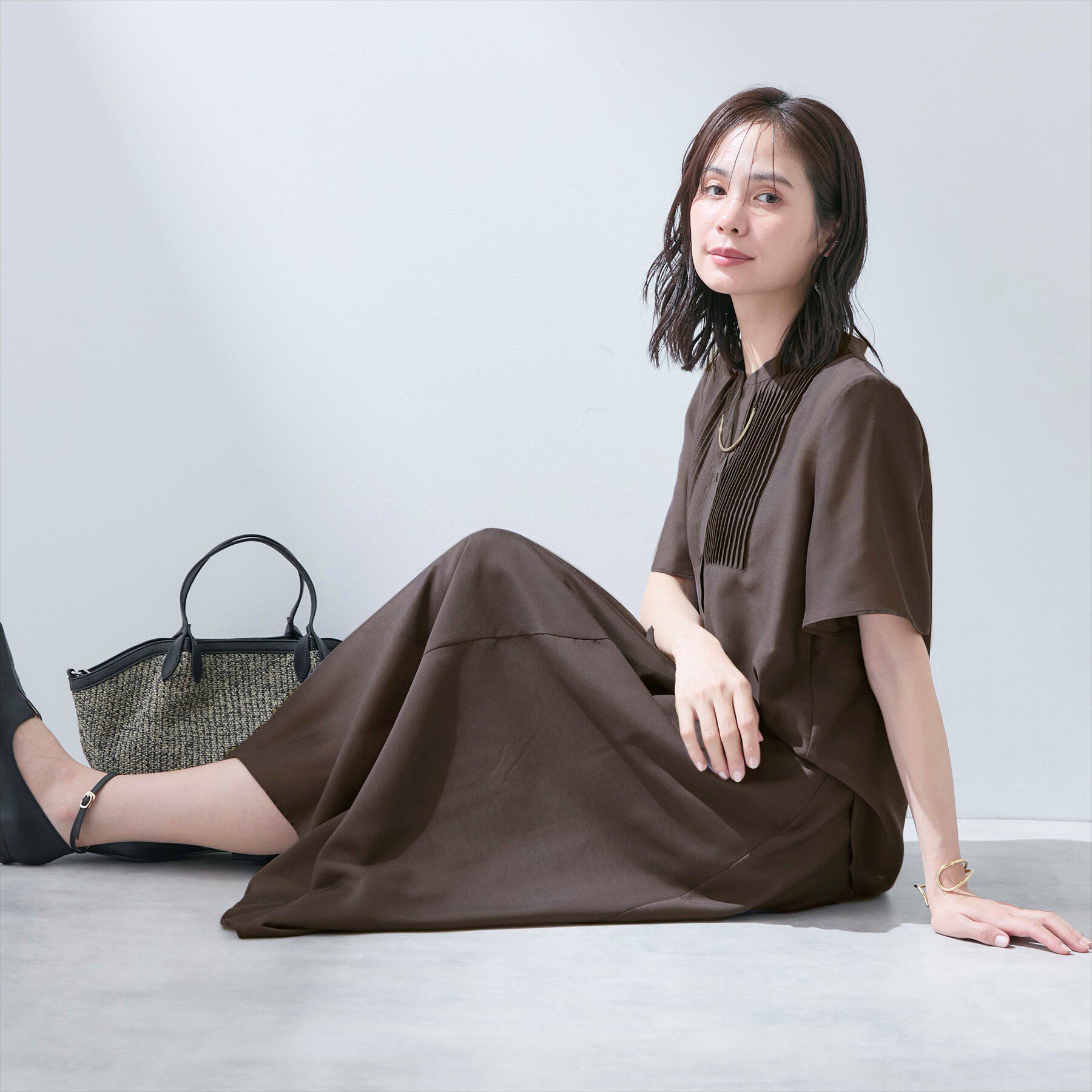 INDIVI「【洗える／SETUP可能】シアーシャンブレータックフレアスカート」|スカート|