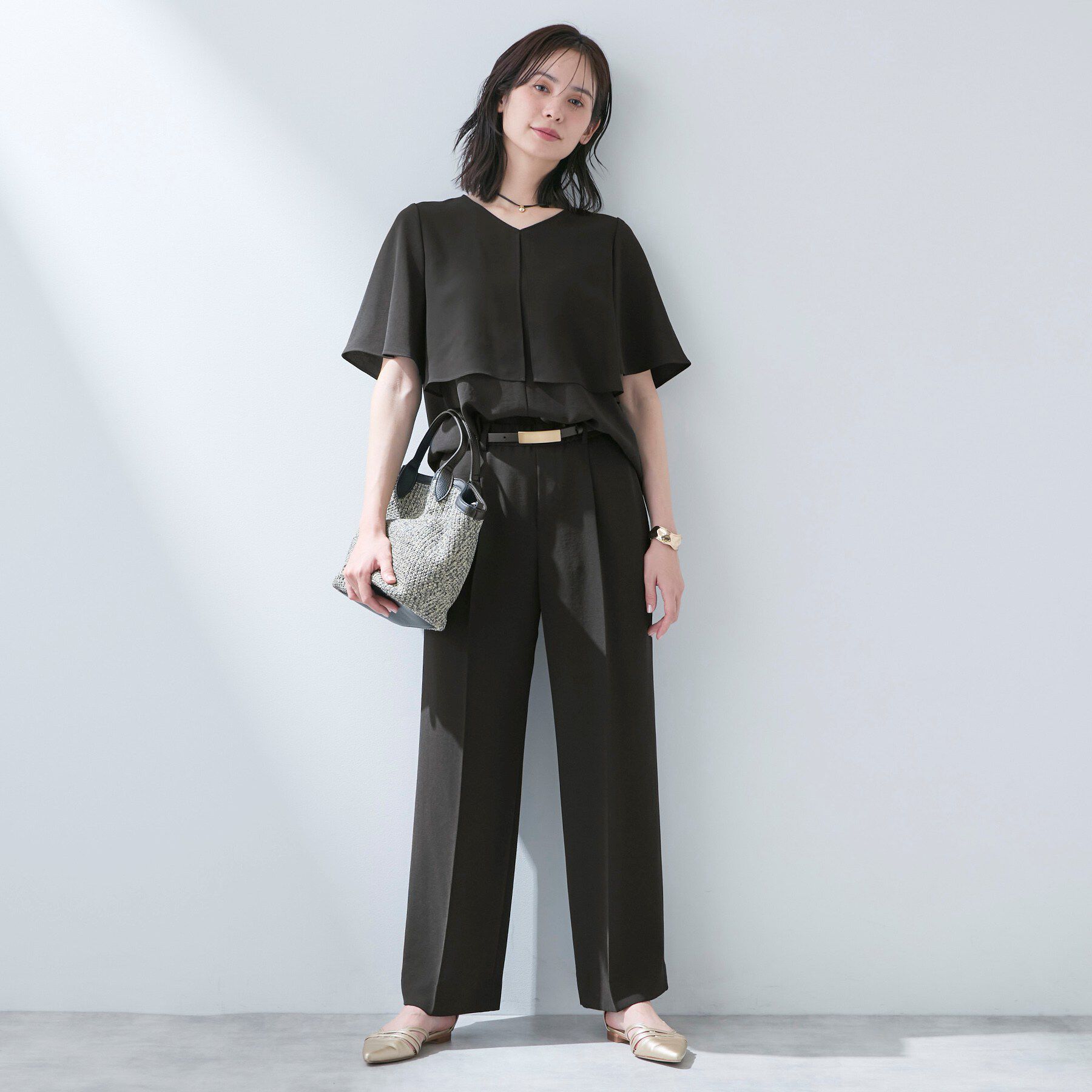 INDIVI「【着る日傘】シフォンドッキングブラウス」|シャツ・ブラウス|