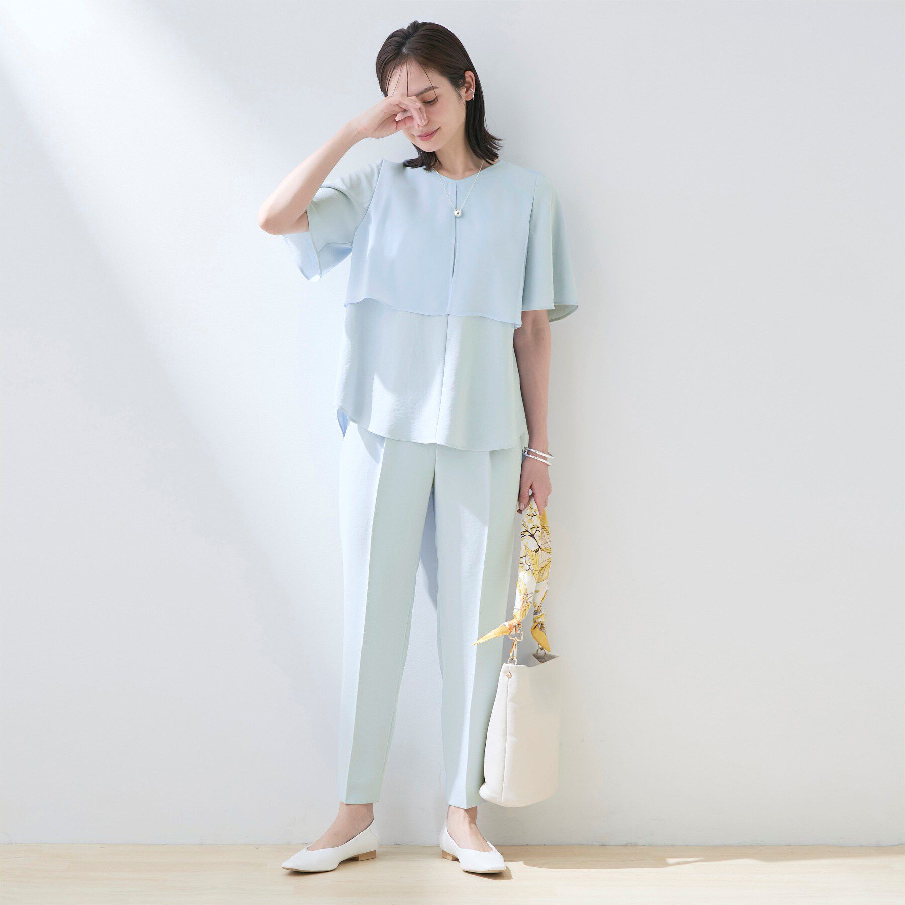 INDIVI「【着る日傘】シフォンドッキングブラウス」|シャツ・ブラウス|