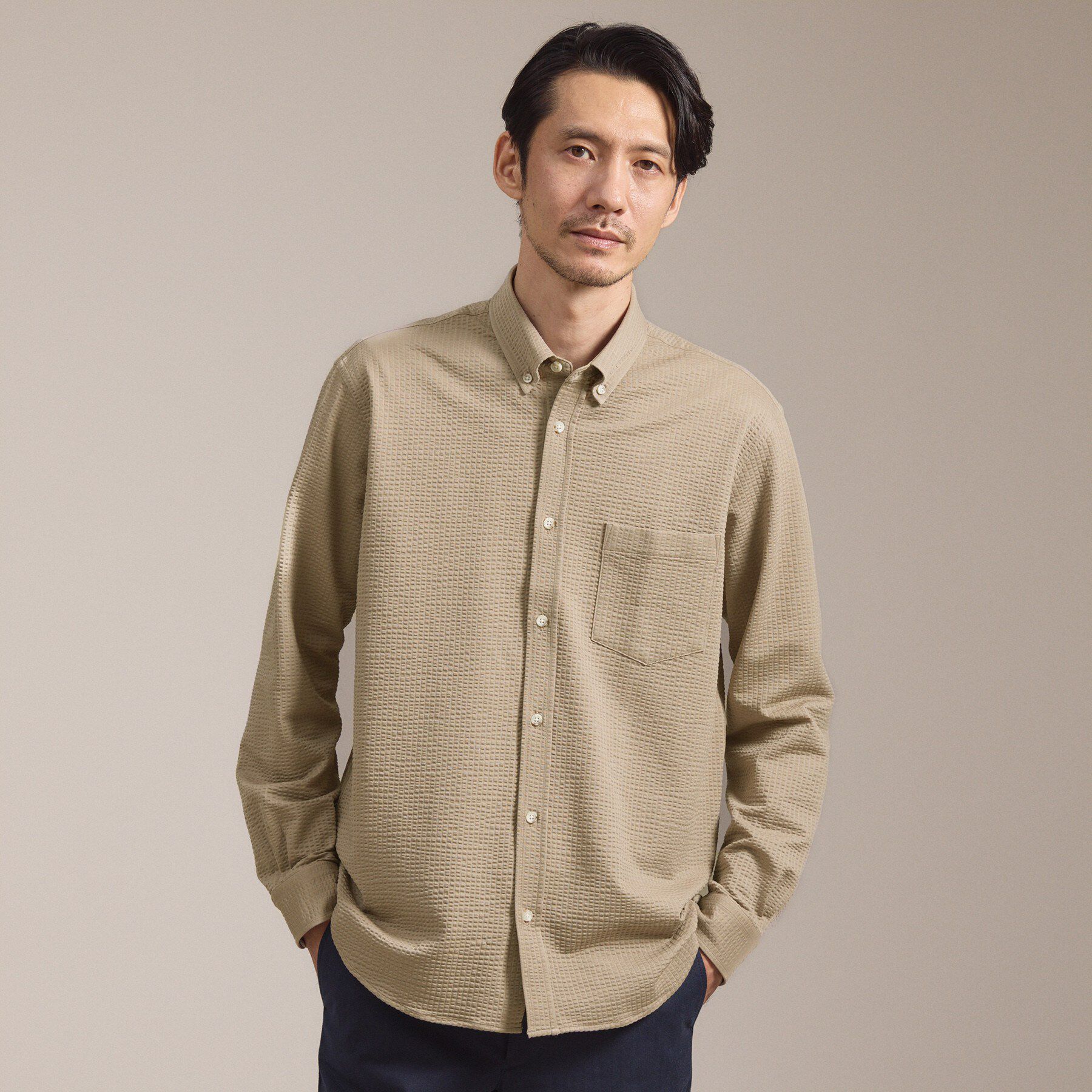 TAKEO KIKUCHI「【抗菌防臭/シーズンレス】シアサッカー ジャージシャツ」|シャツ・ブラウス|