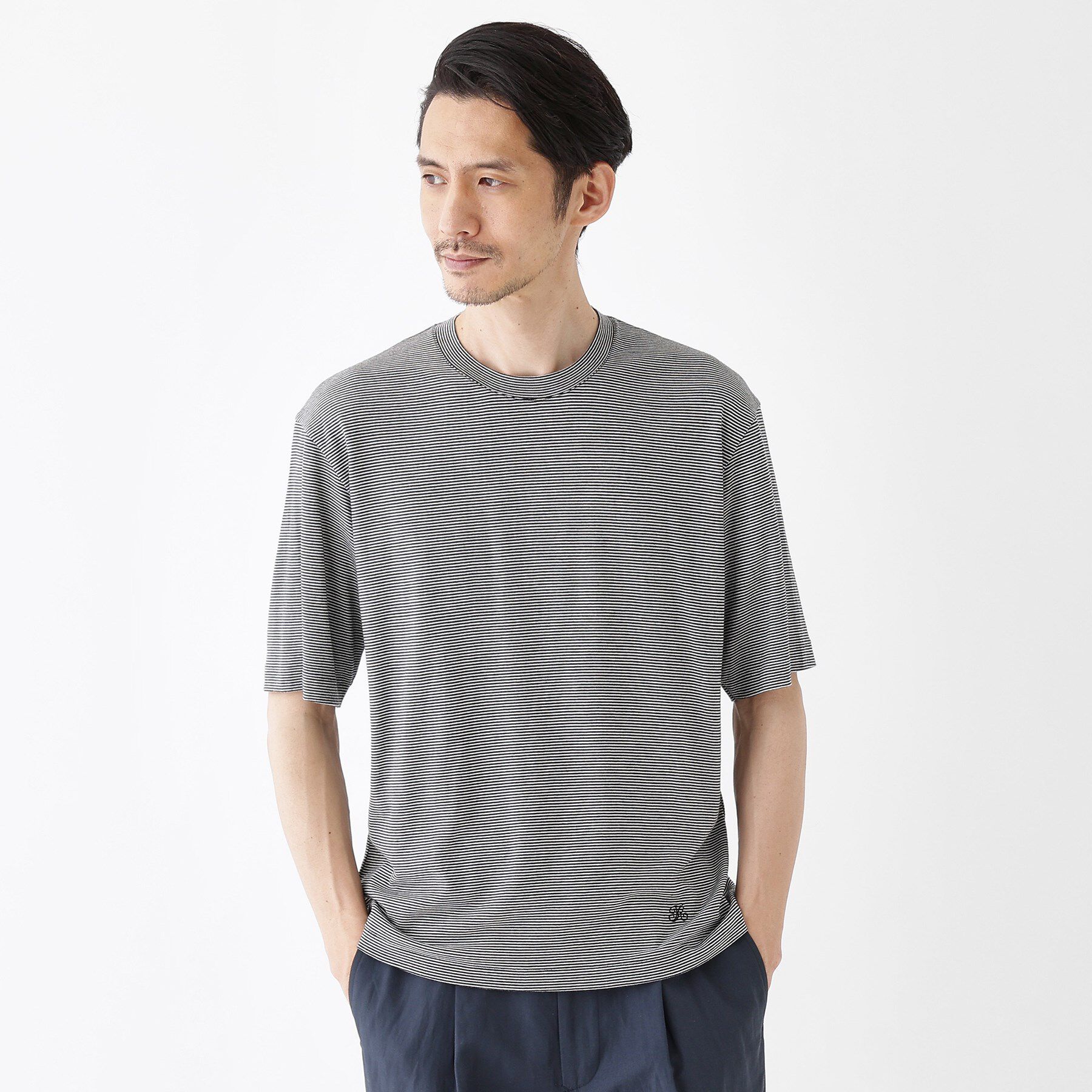 TAKEO KIKUCHI「【THE FLAGSHIP】メリノウール天竺Tシャツ」|Tシャツ・カットソー|ブラック(319)