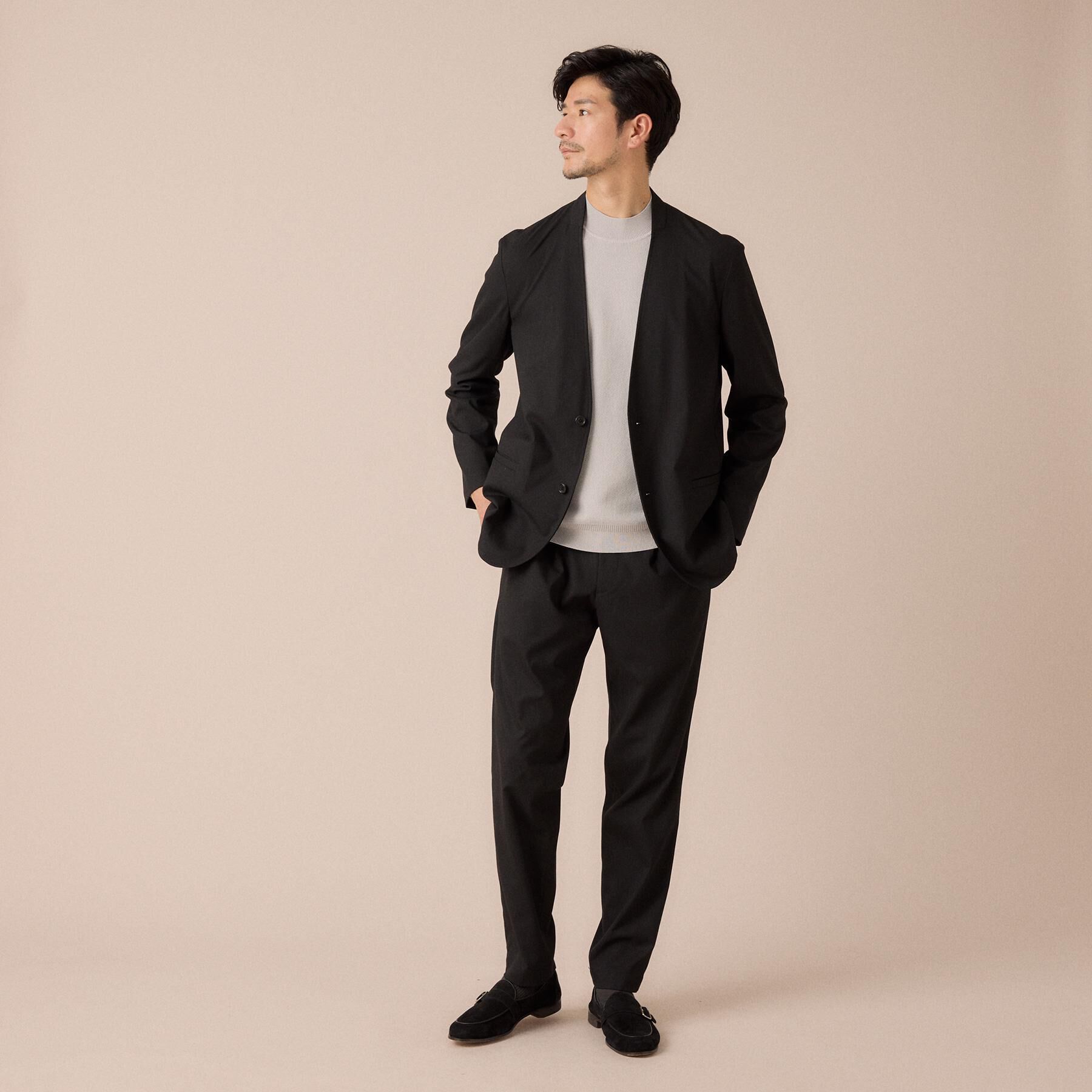 TAKEO KIKUCHI「【ON／OFF兼用】CARREMANファブリック ノーカラージャケット」|ノーカラージャケット|