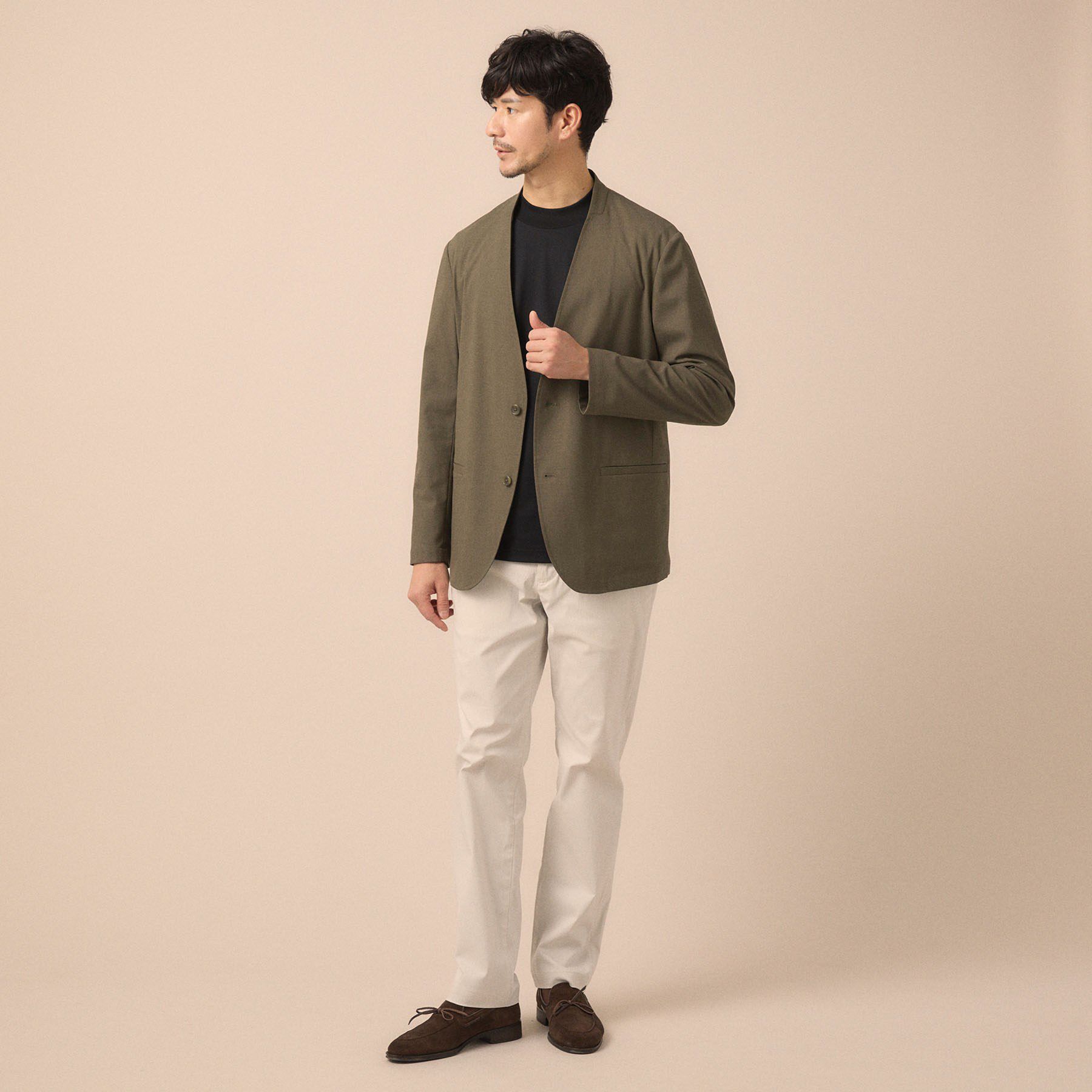 TAKEO KIKUCHI「【ON／OFF兼用】CARREMANファブリック ノーカラージャケット」|ノーカラージャケット|