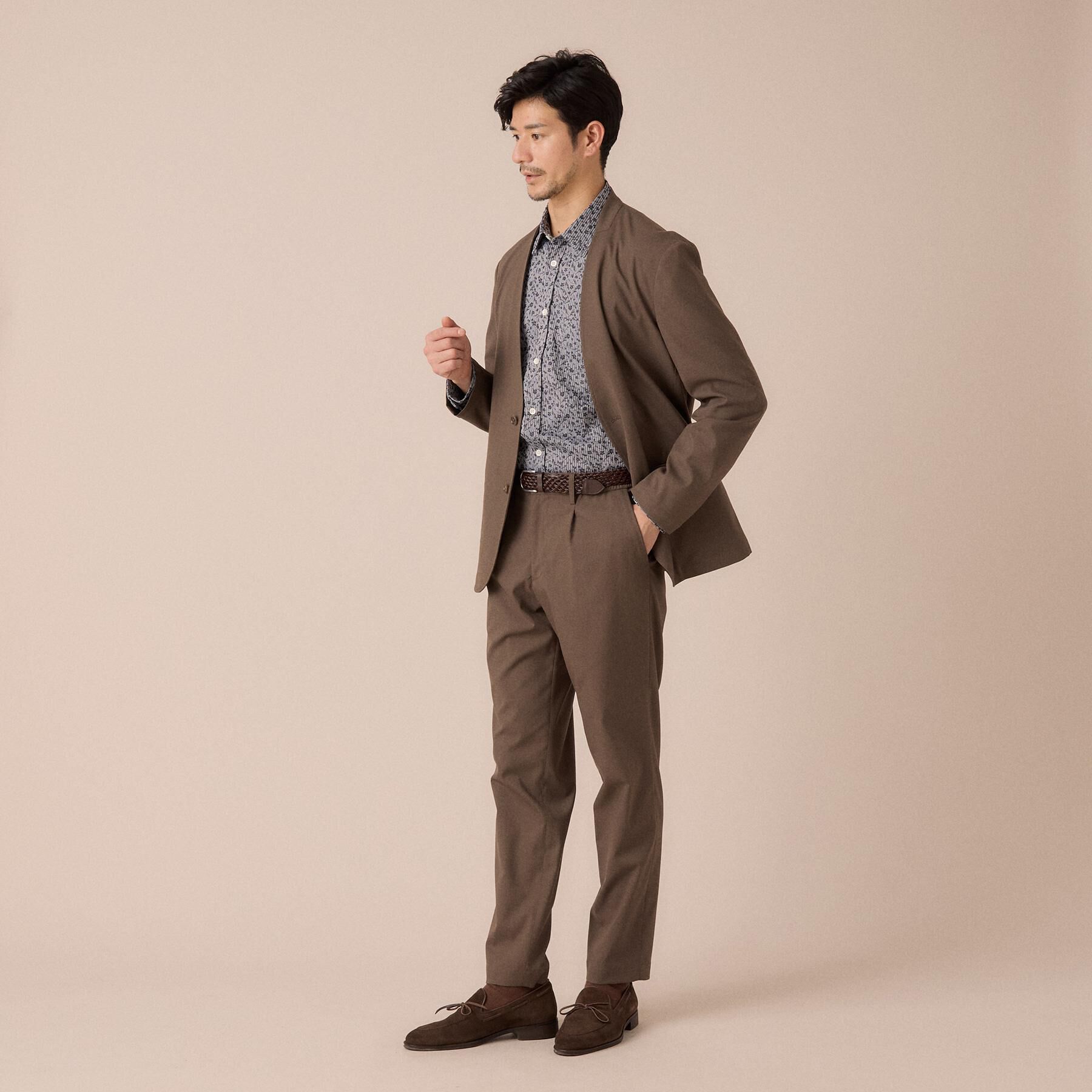 TAKEO KIKUCHI「【ON／OFF兼用】CARREMANファブリック ノーカラージャケット」|ノーカラージャケット|