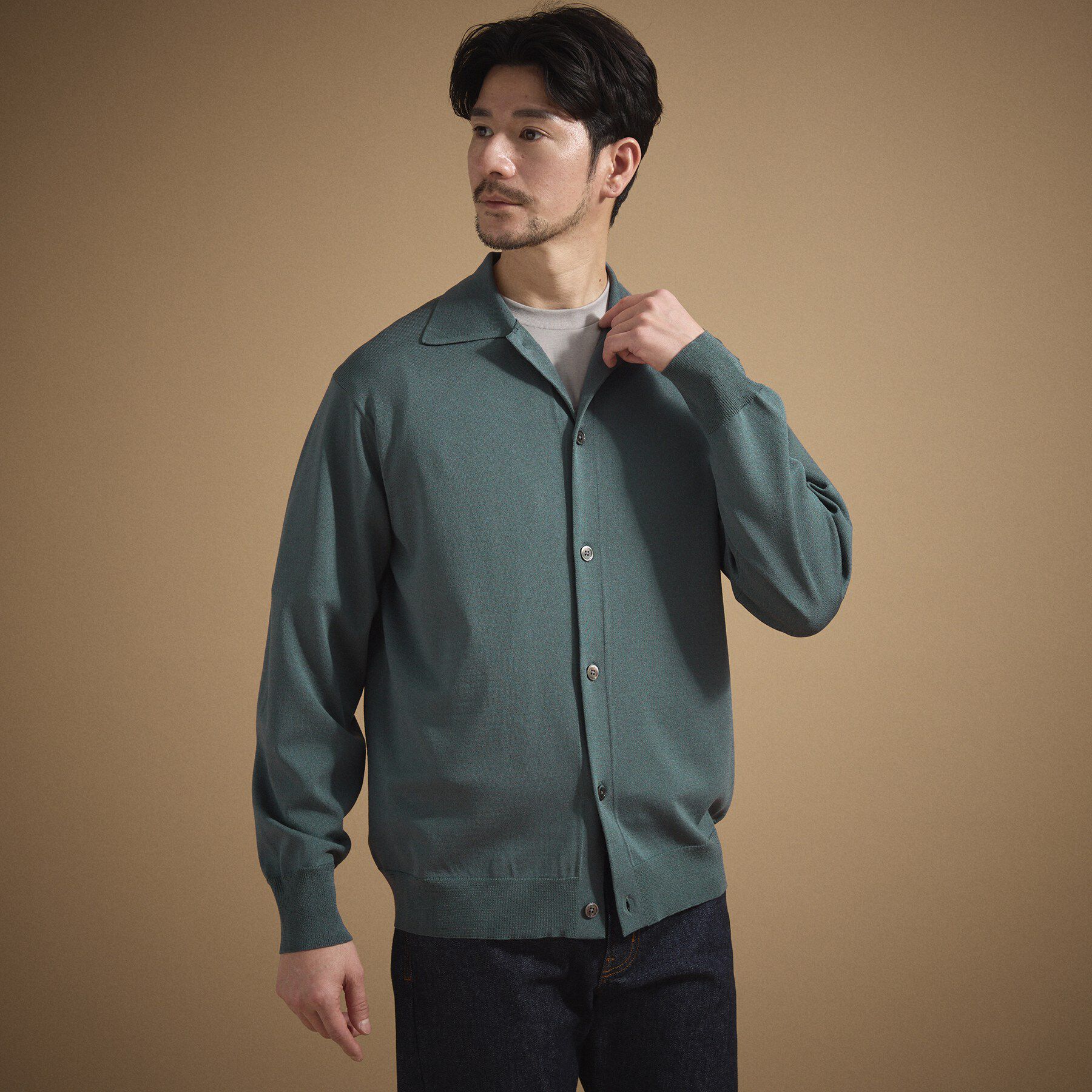 TAKEO KIKUCHI「ポロ ニットシャツ カーディガン」|カーディガン|