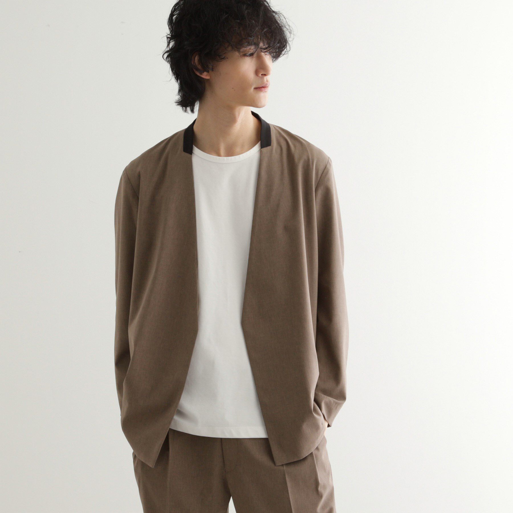 tk.TAKEO KIKUCHI「【吸水速乾】COOLMAX(R)サマーノーカラージャケット/セットアップ対応」|ノーカラージャケット|