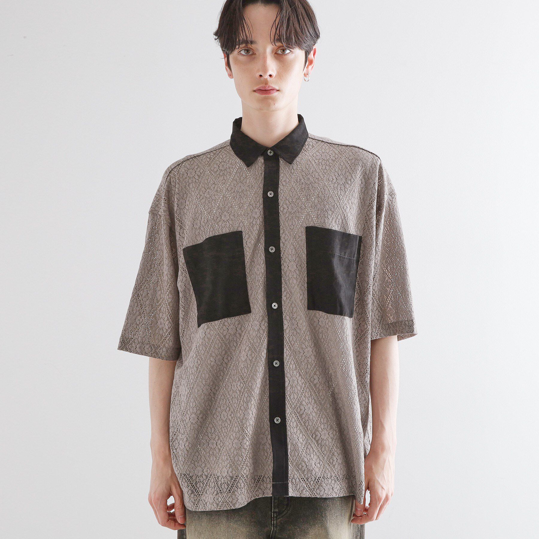tk.TAKEO KIKUCHI「サマースエードコンビレースシャツ」|シャツ・ブラウス|