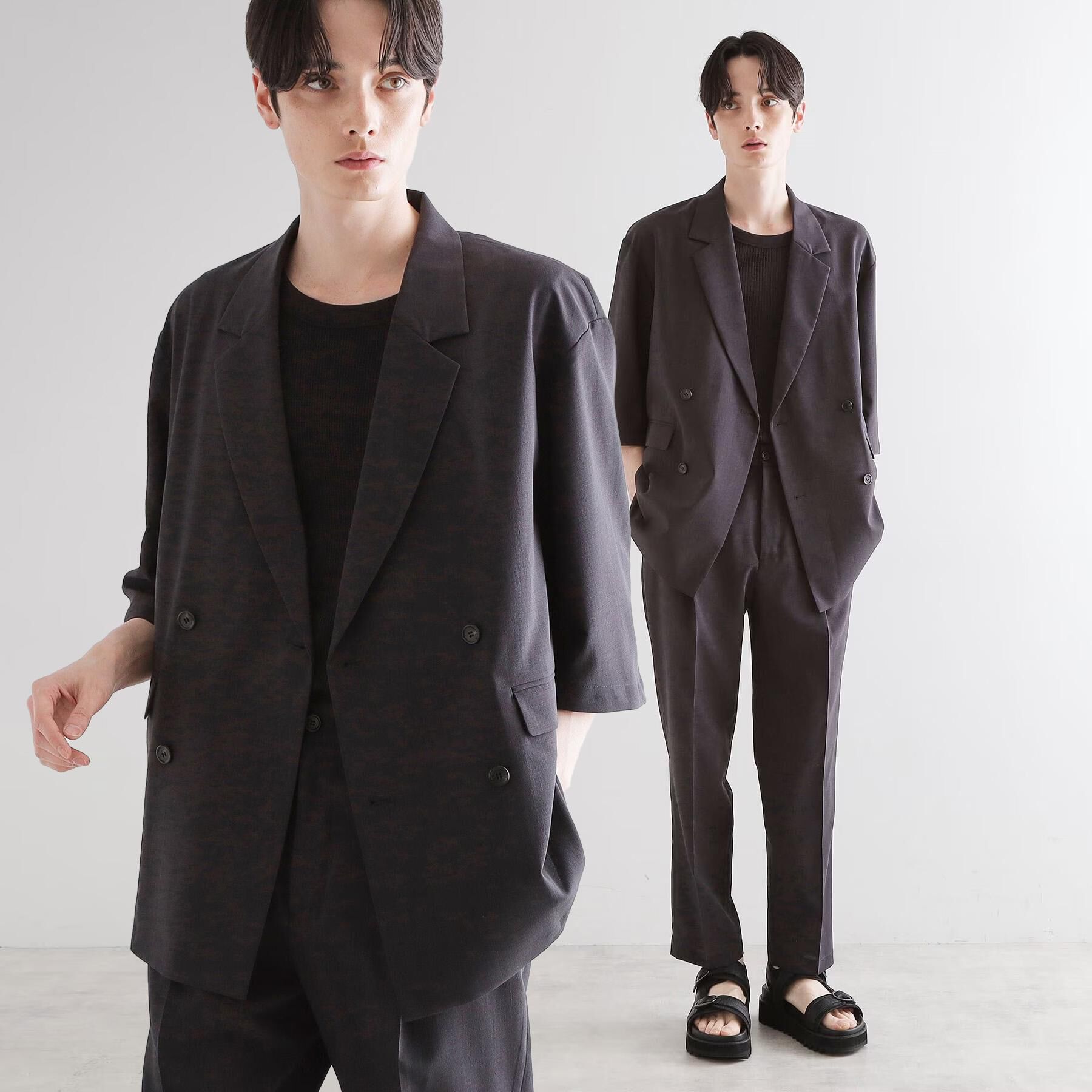 tk.TAKEO KIKUCHI「【セットアップ 2点セット】ダブルテーラード半袖ジャケット＋スラックス」|スーツ|スミクロ(018)