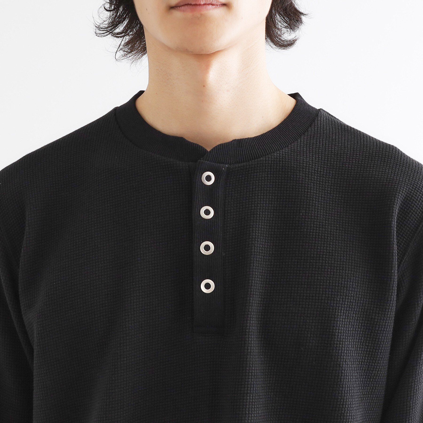 tk.TAKEO KIKUCHI「ワッフル＆スムースプレートヘンリーカットソー」|Tシャツ・カットソー|