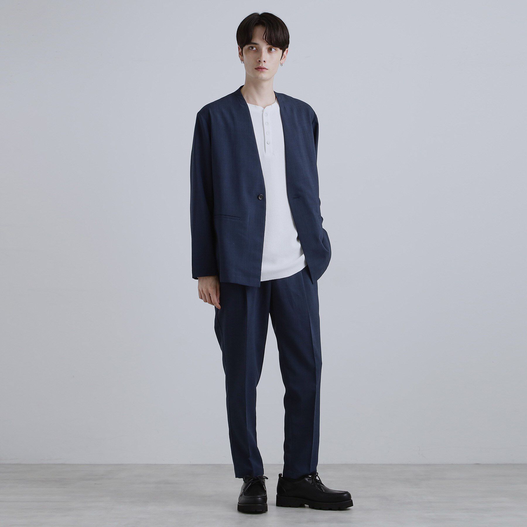 tk.TAKEO KIKUCHI「【2点セットジャケット＋パンツ】エアリードライノーカラージャケット＆スラックス」|スーツ|