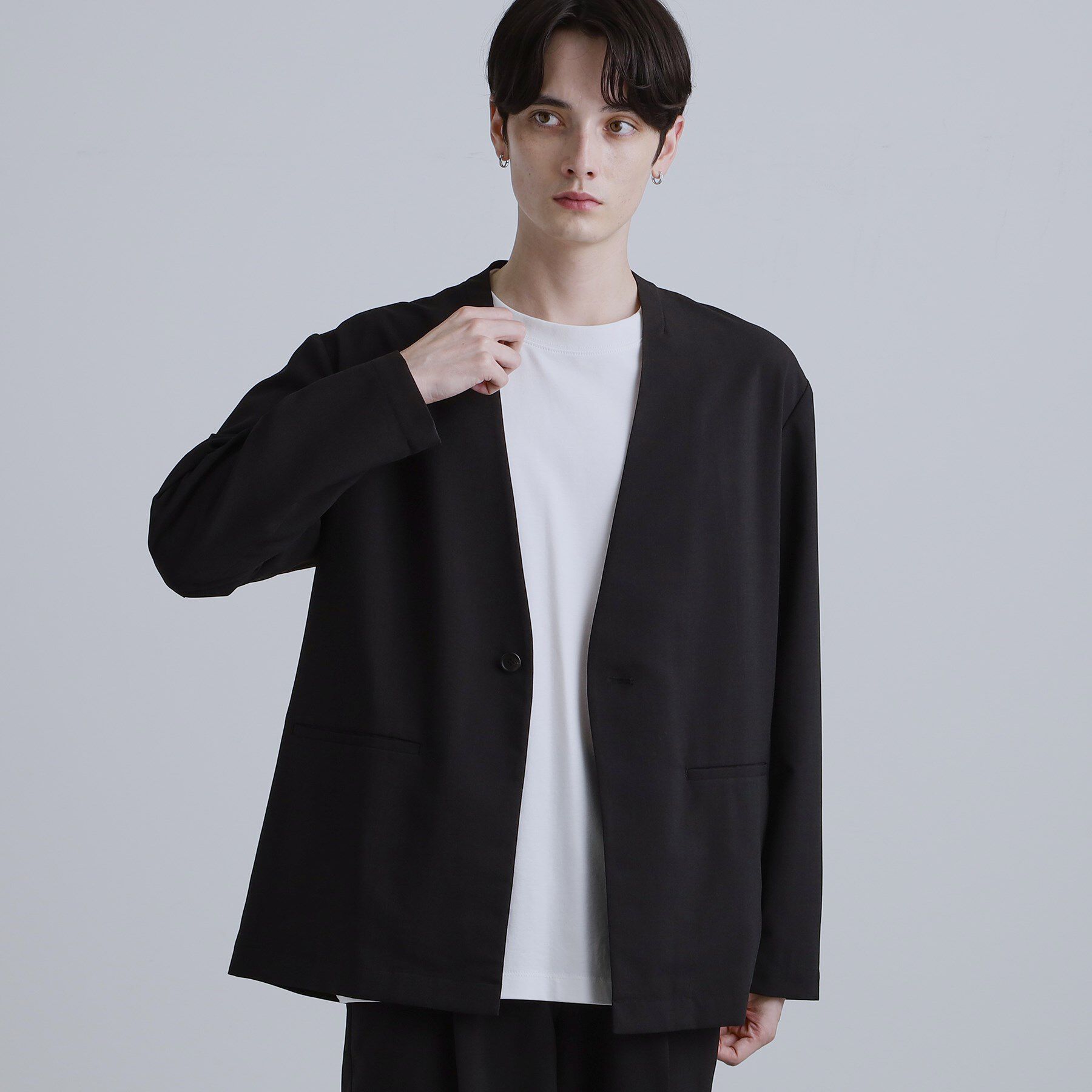 tk.TAKEO KIKUCHI「【2点セットジャケット＋パンツ】エアリードライノーカラージャケット＆スラックス」|スーツ|