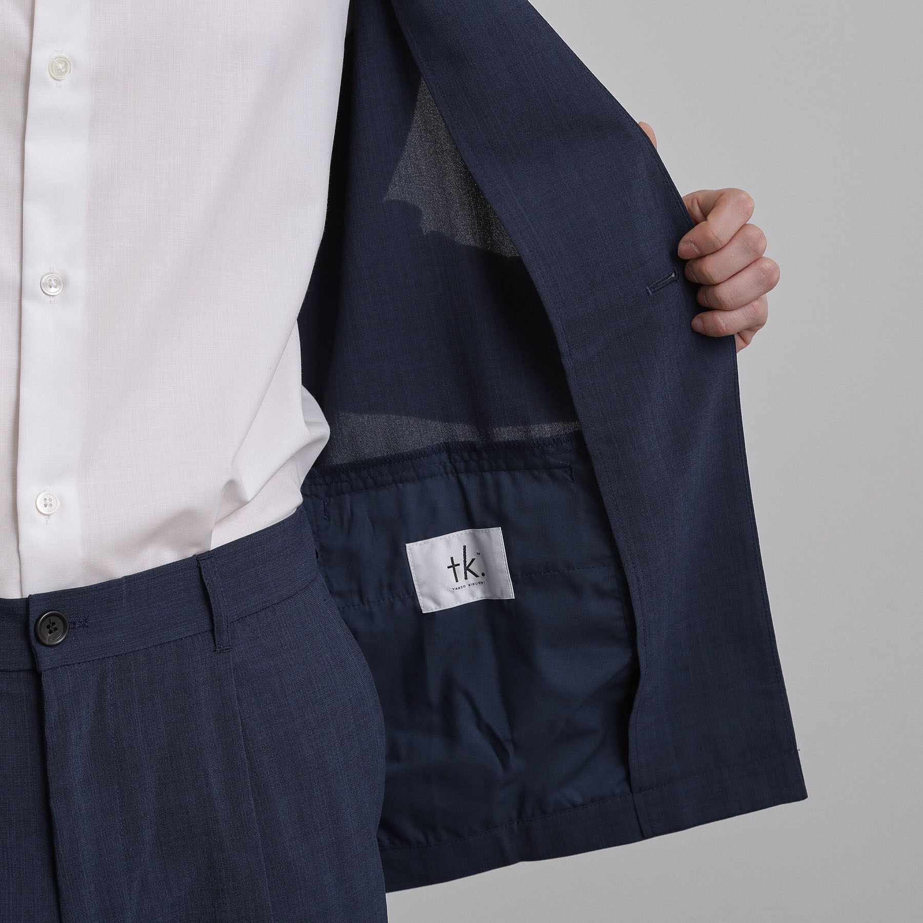 tk.TAKEO KIKUCHI「【2点セットジャケット＋パンツ】エアリードライノーカラージャケット＆スラックス」|スーツ|