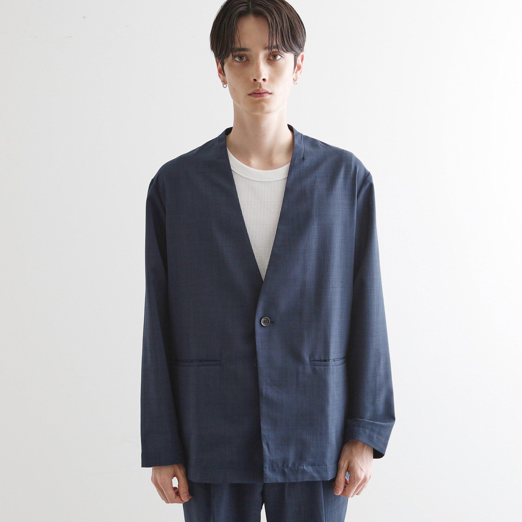 tk.TAKEO KIKUCHI「【2点セットジャケット＋パンツ】エアリードライノーカラージャケット＆スラックス」|スーツ|