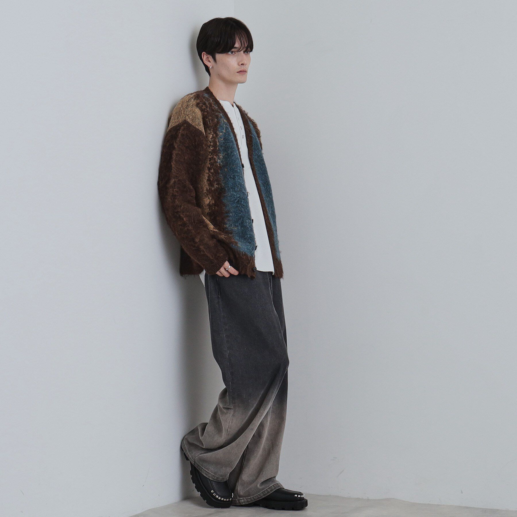 tk.TAKEO KIKUCHI「ボールドストライプシャギーニットVカーディガン」|カーディガン|