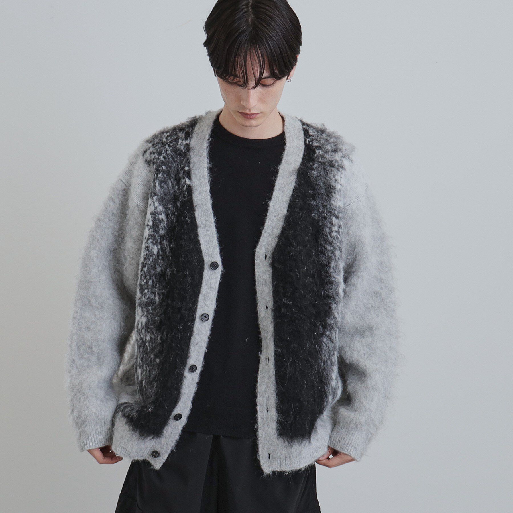 tk.TAKEO KIKUCHI「ボールドストライプシャギーニットVカーディガン」|カーディガン|