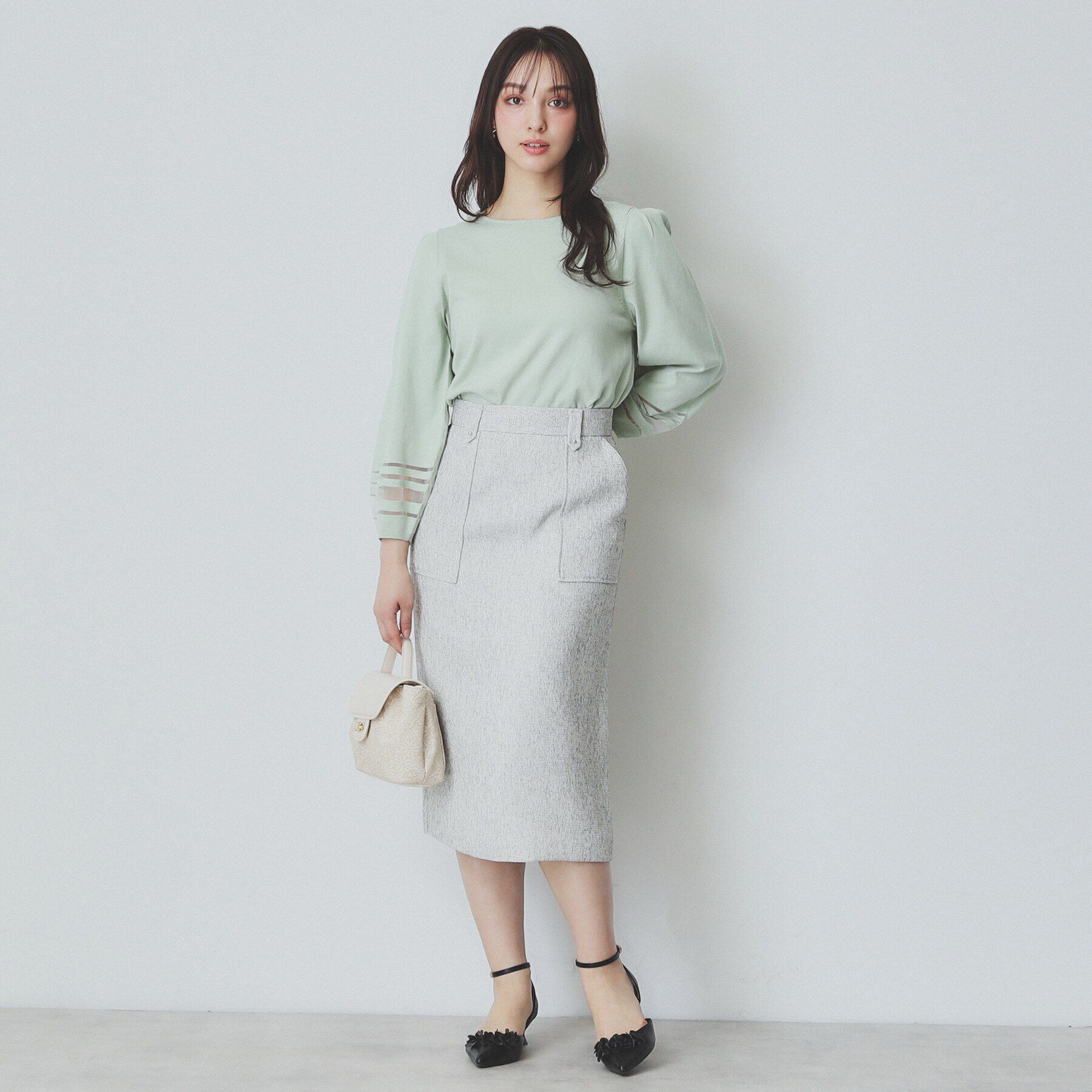 index「シアーラインパフスリーブニット【UV/洗濯機洗い可】」|ニット・セーター|