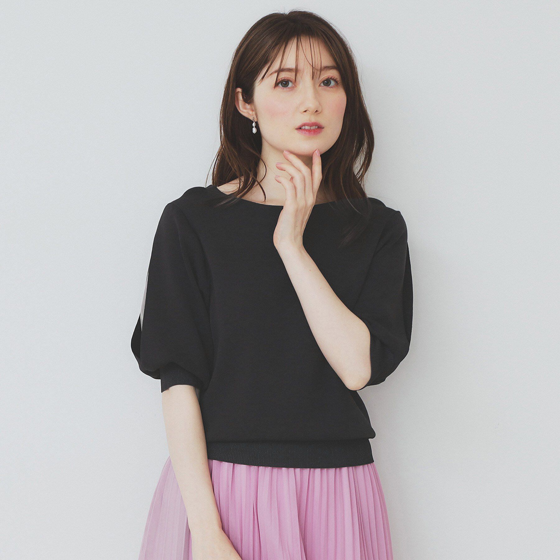 index「《6色展開/XS-LLサイズ》ドライタッチ デザインスリーブニット【洗濯機洗い可/接触冷感/抗ピル】」|ニット・セーター|