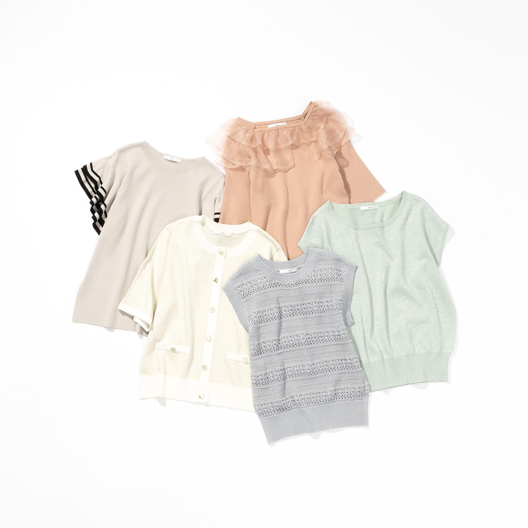 index「ラメバイカラー半袖カーディガン【洗濯機洗い可】」|カーディガン|