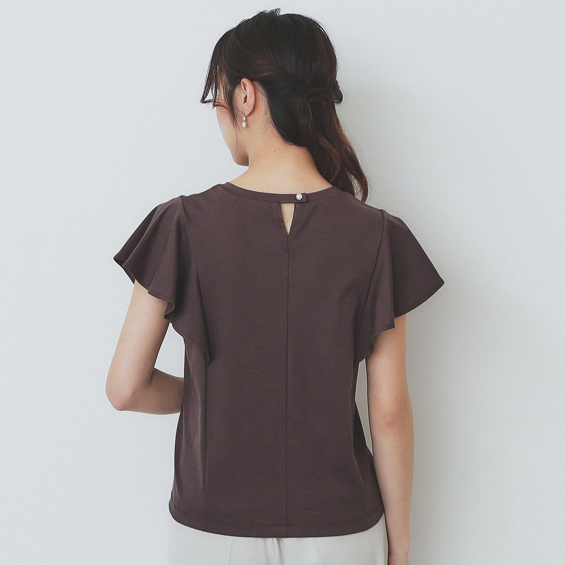 index「《美人百花掲載/XS-3Lサイズ》フレアスリーブバックシャントップス【接触冷感/UVケア/洗濯機洗い」|Tシャツ・カットソー|