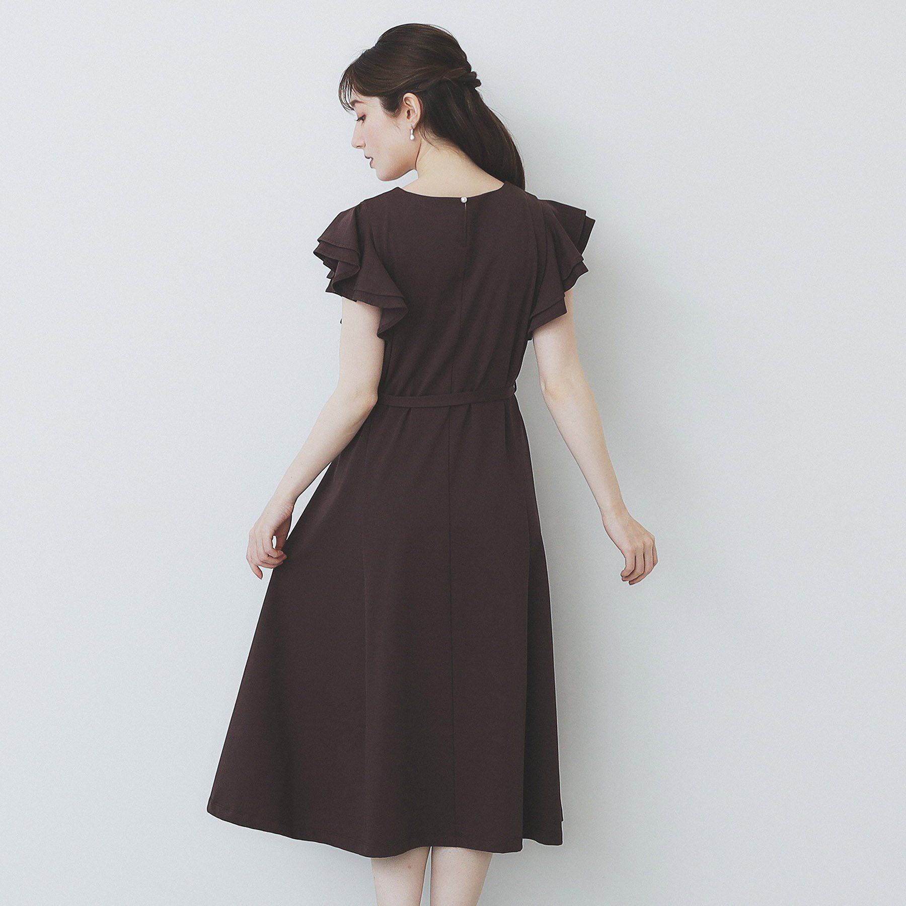 index「《5色展開/S-LLサイズ》シルケットVネックフレアワンピース【接触冷感/UVケア/洗濯機洗い可】」|ワンピース|