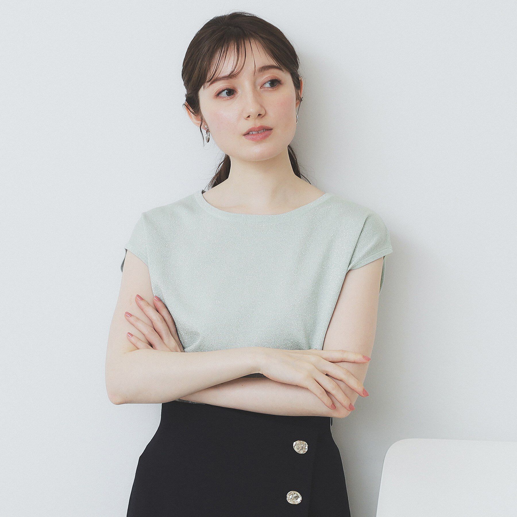 index「《XS-LLサイズ》フレンチスリーブニット【洗濯機洗い可/抗ピル】」|ニット・セーター|