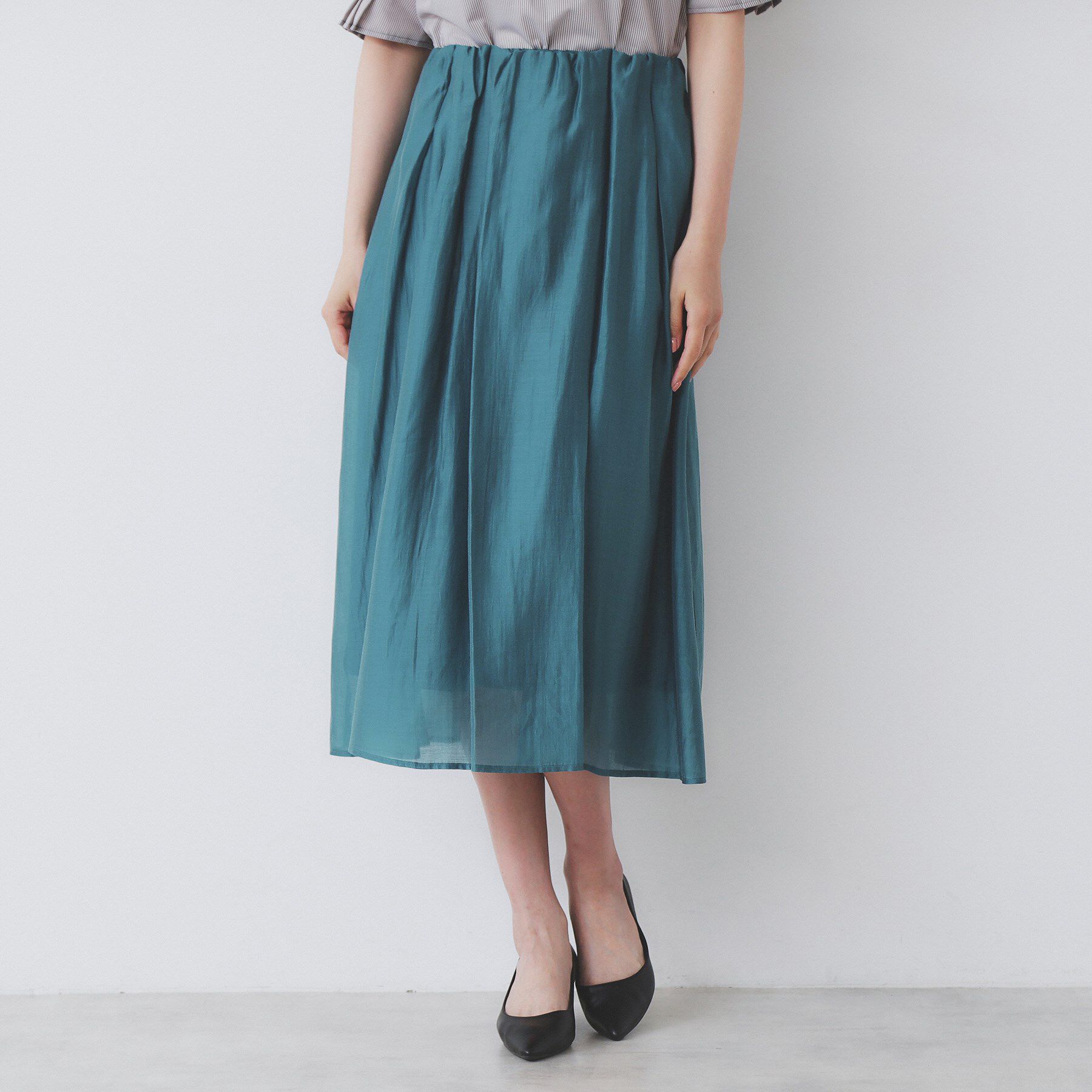 index「シアーギャザーフレアスカート【洗濯機洗い可】」|スカート|