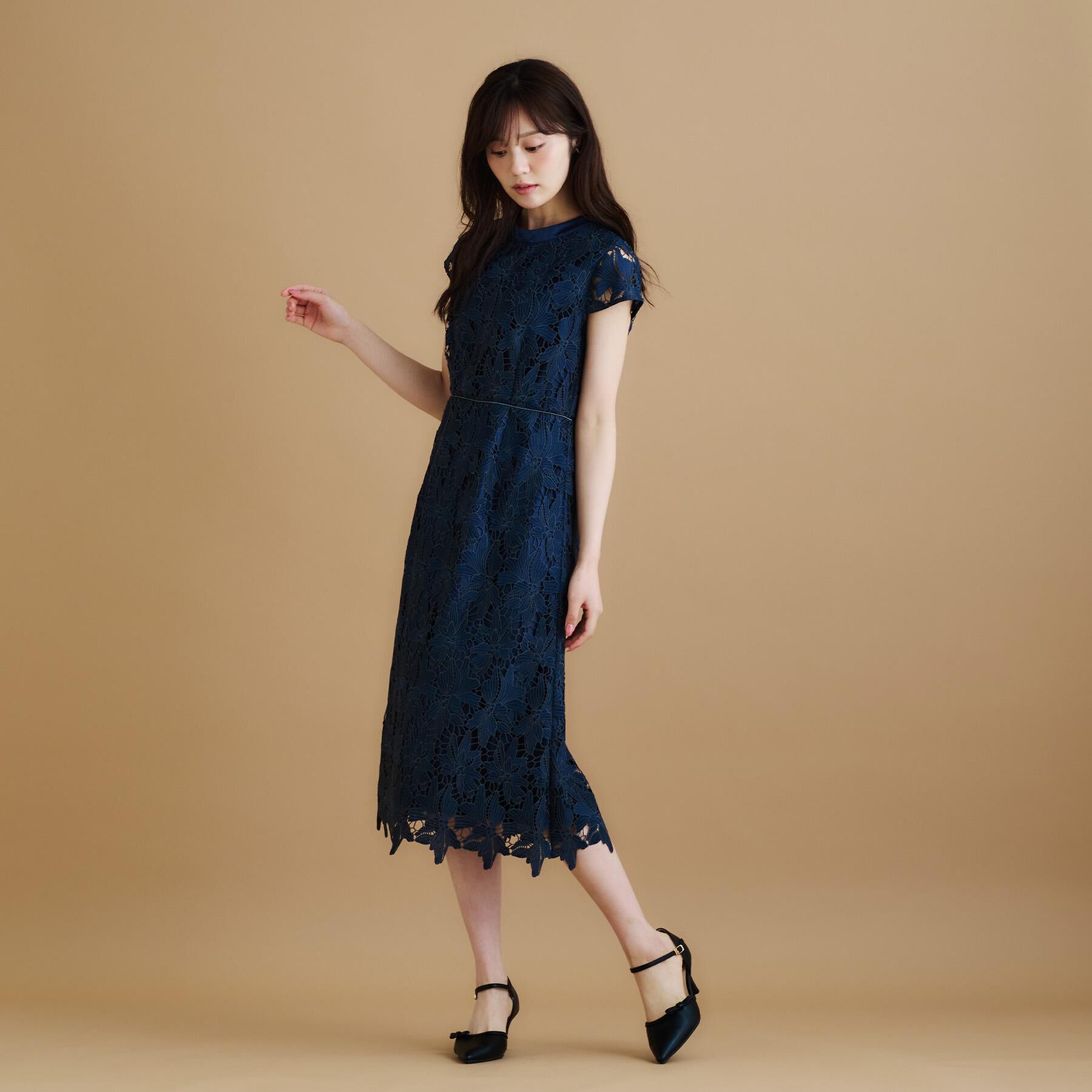 index「バイカラーレースワンピース【洗濯機洗い可】」|ワンピース|