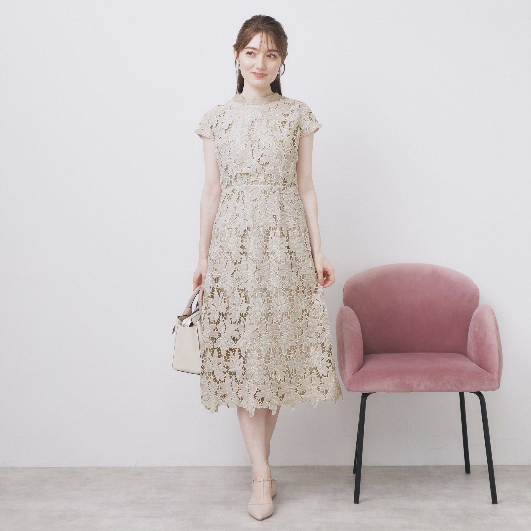 index「バイカラーレースワンピース【洗濯機洗い可】」|ワンピース|