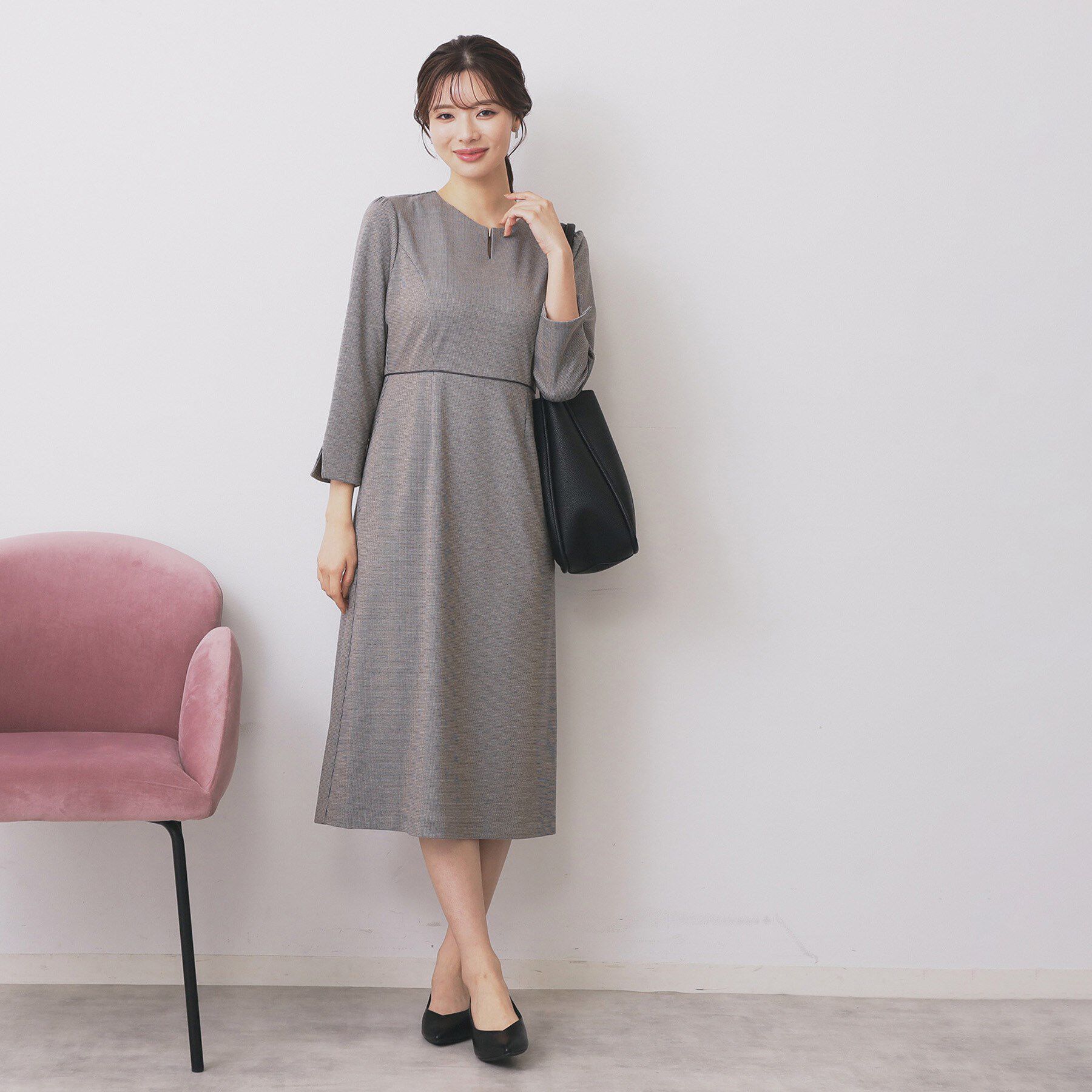 index「ストレッチキーネックワンピース【洗濯機OK/イージーアイロン】」|ワンピース|