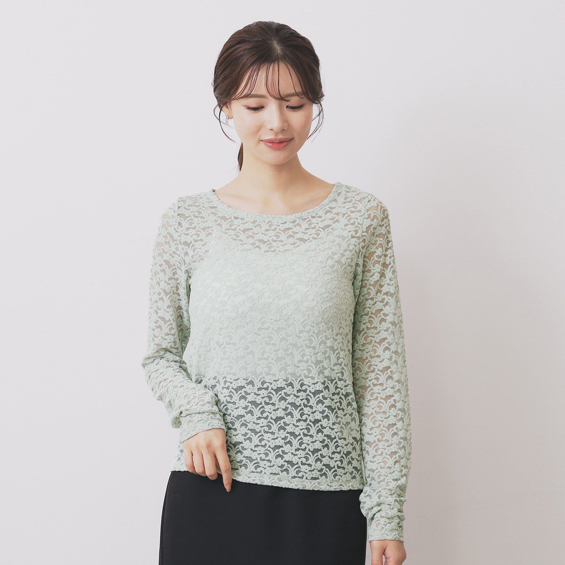 index「モールレースシアートップス【洗濯機OK】」|Tシャツ・カットソー|