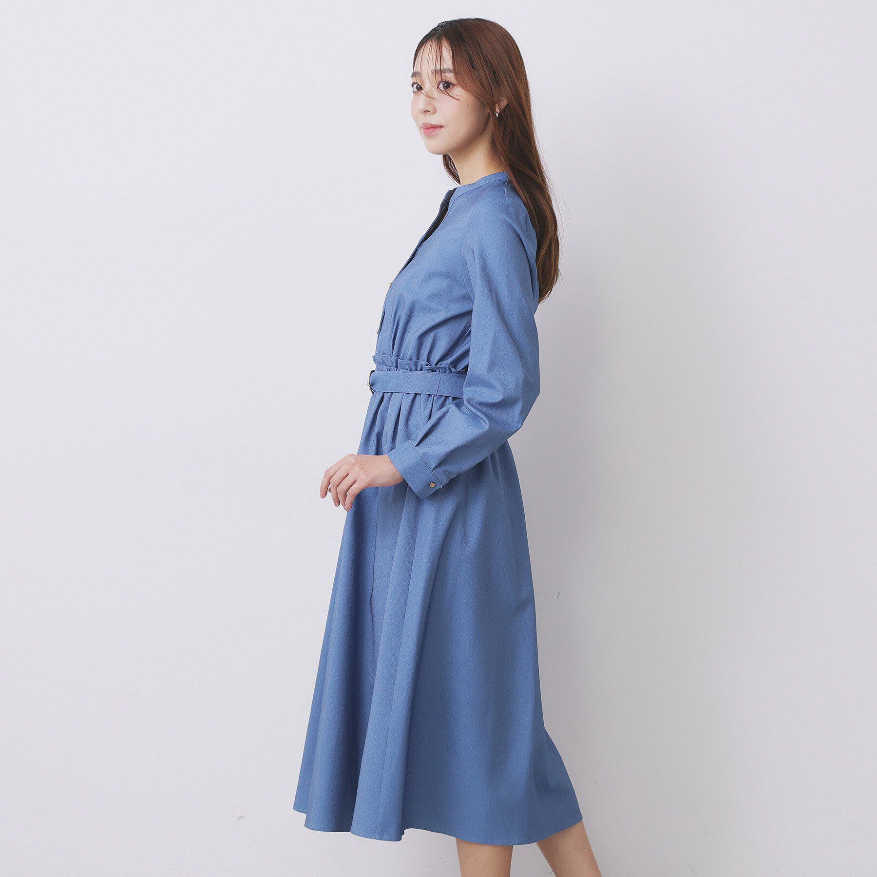 index「シャンブレーツイルドッキングフレアワンピース【洗濯機OK/イージーアイロン】」|ワンピース|