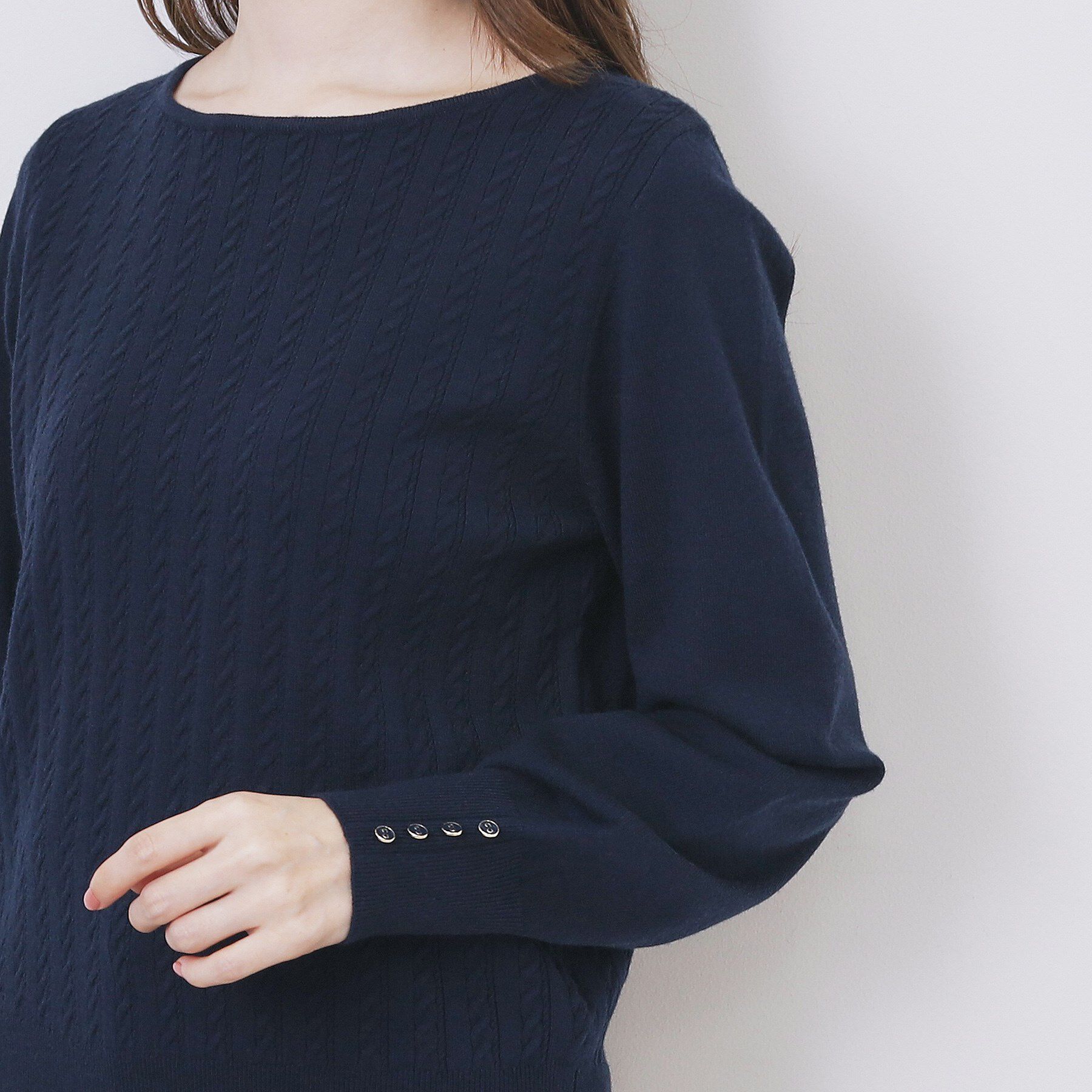 index「ボートネックケーブルニット【洗濯機OK/抗ピル】」|ニット・セーター|