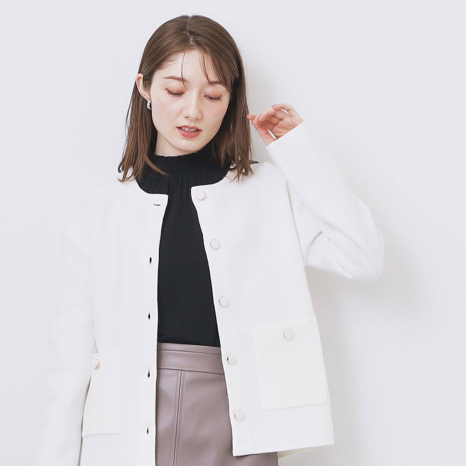 index「シャーリングデザイントップス【洗濯機OK/吸湿発熱】」|Tシャツ・カットソー|